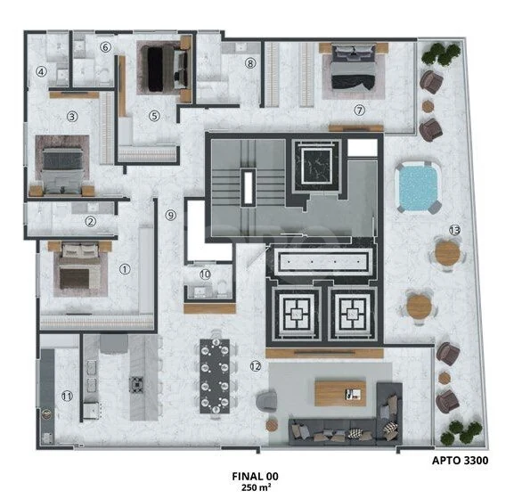 Planta — Apartamento 250 m²