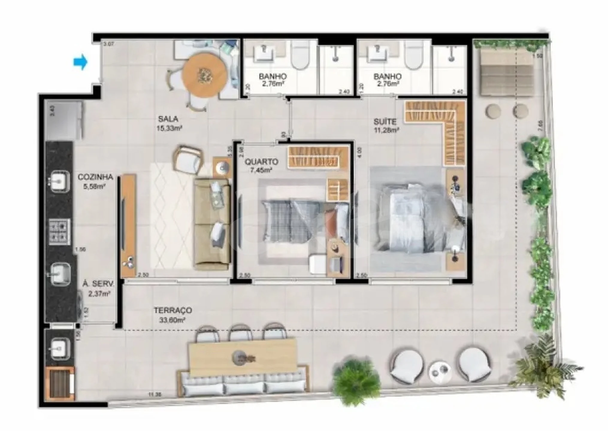 Planta — Cobertura Horizontal 88,31 m²