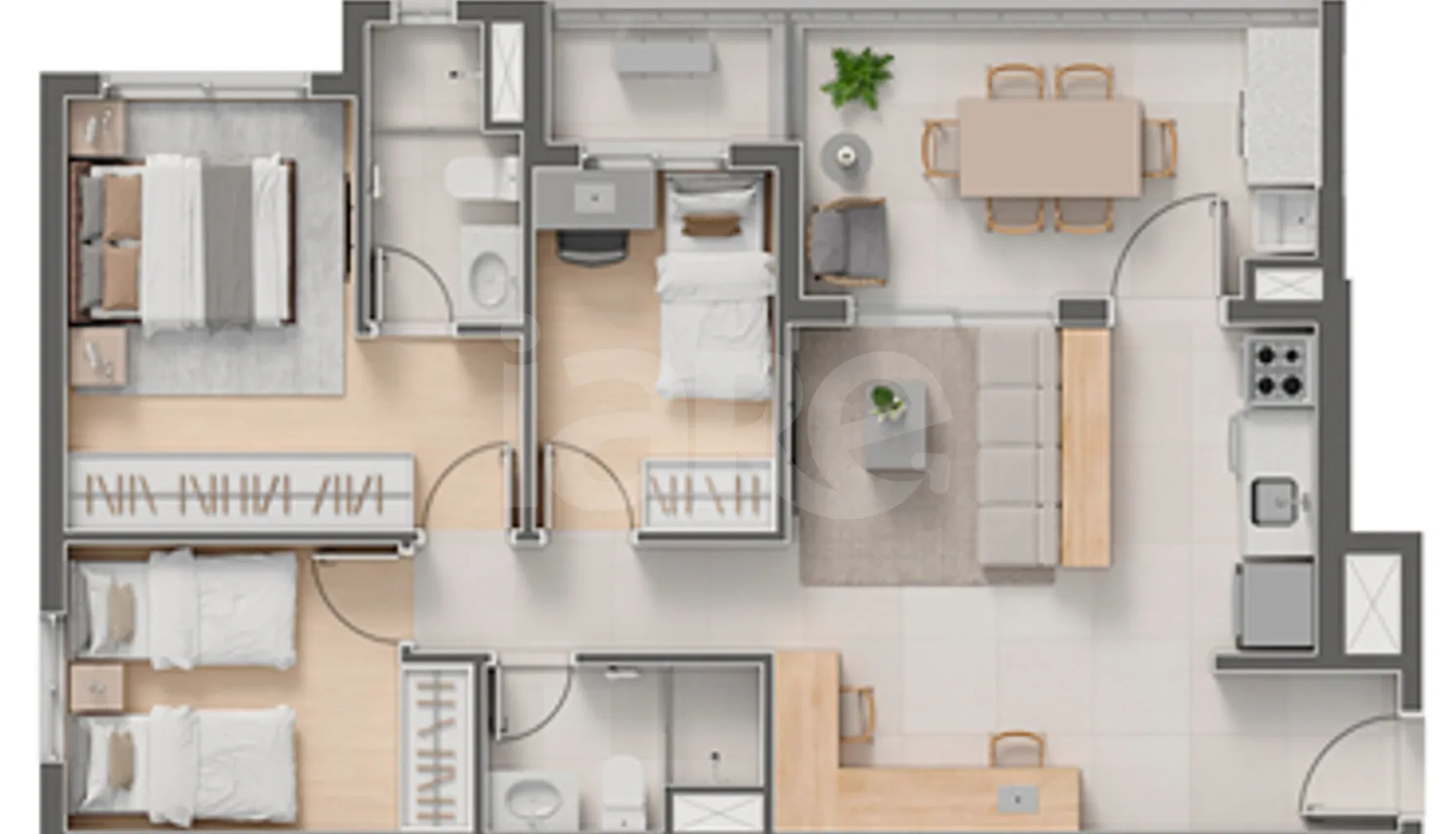 Planta — Apartamento 74,63 m²