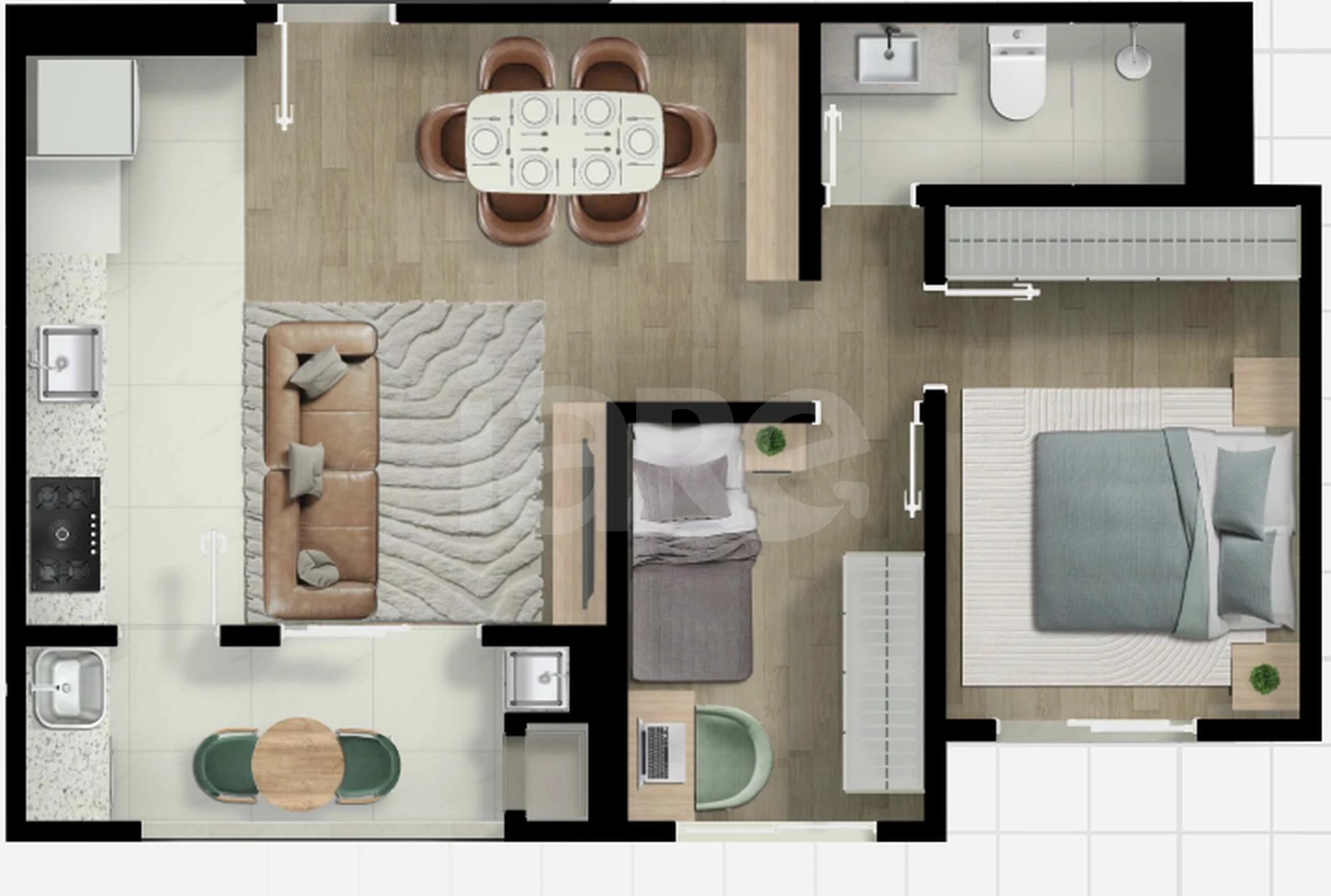 Planta — Apartamento 56,09 m²