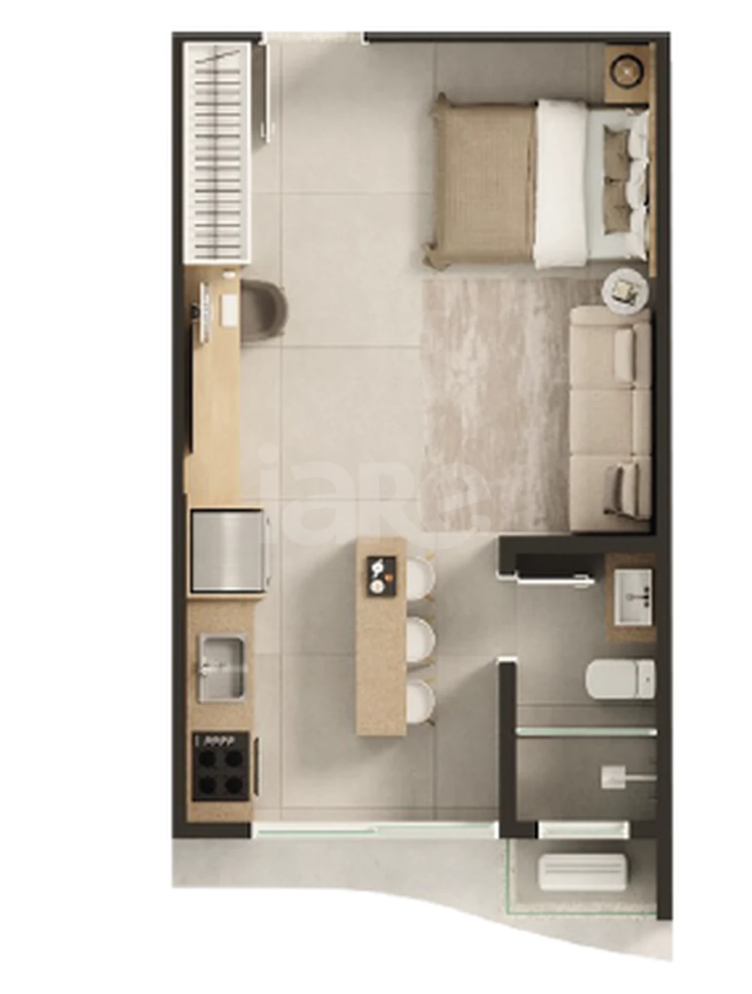 Planta — Studio 31,9 m²