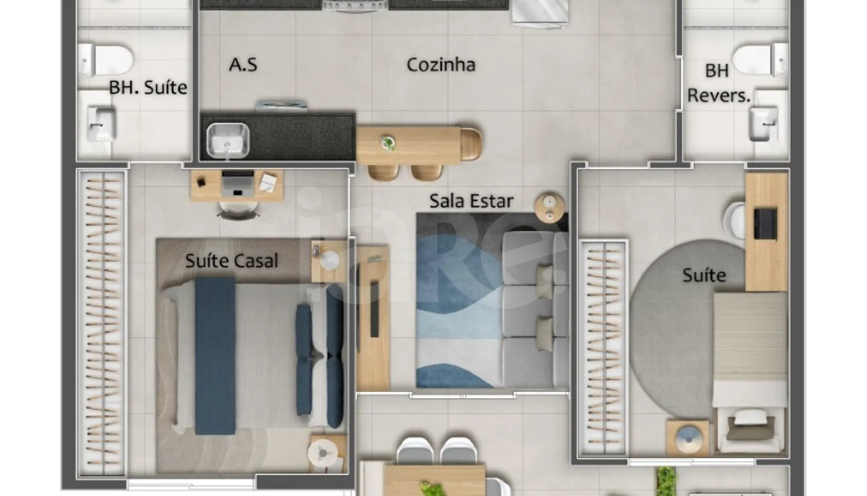 Planta — Apartamento 60,41 m²