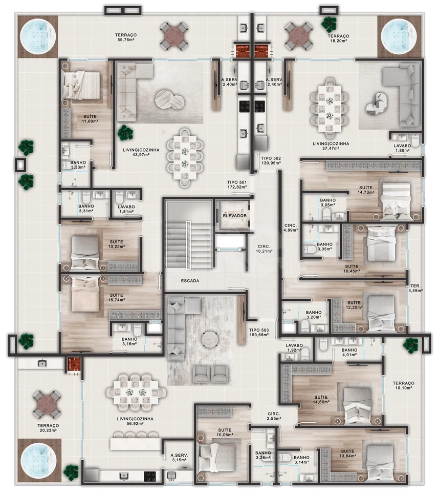 Planta — Pavimento cobertura