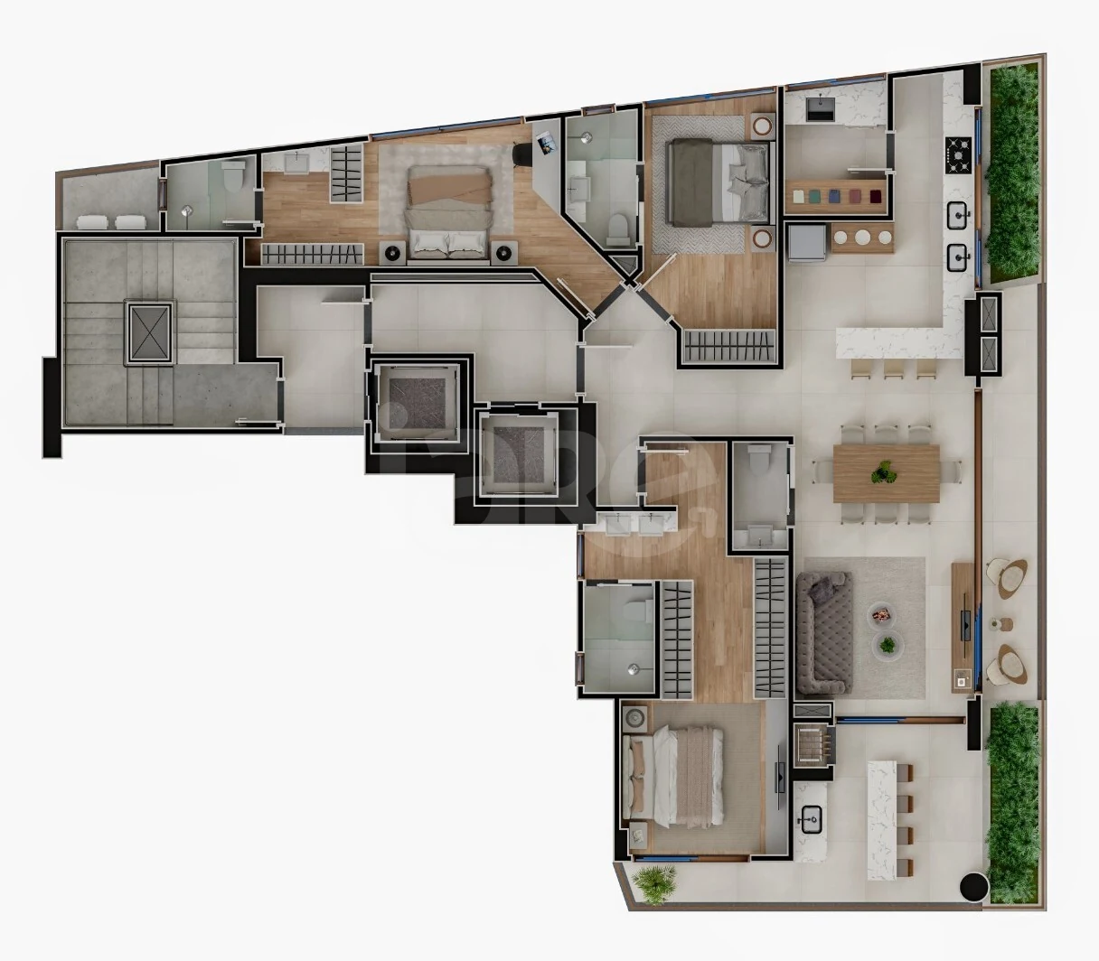 Planta — Apartamento 158,24 m²