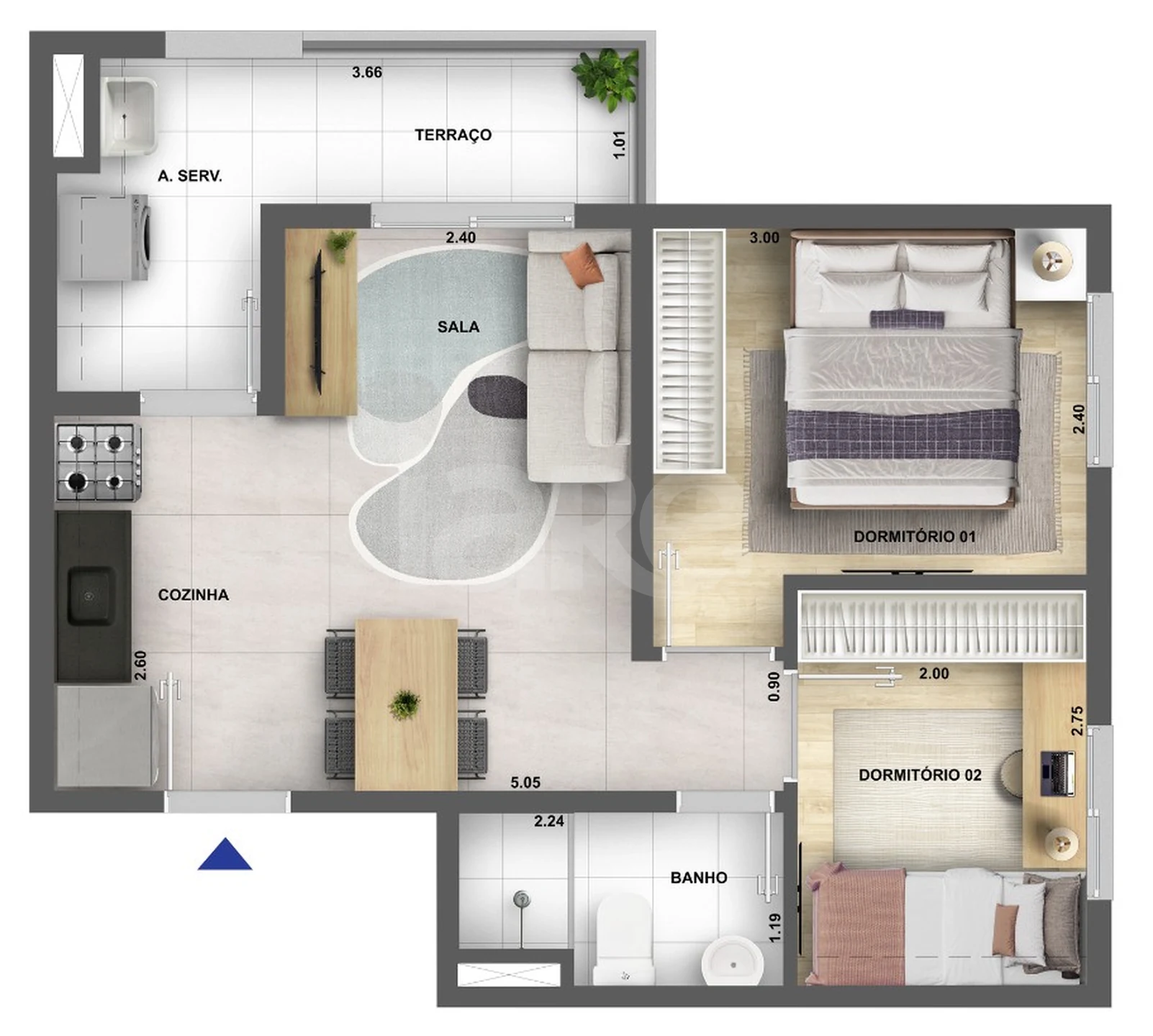 Planta — Apartamento 42 m²