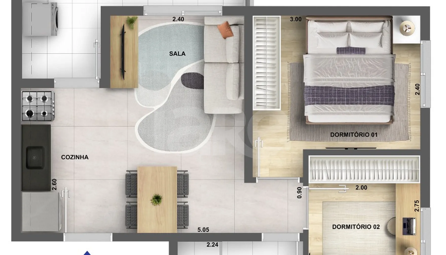 Planta — Apartamento 42 m²
