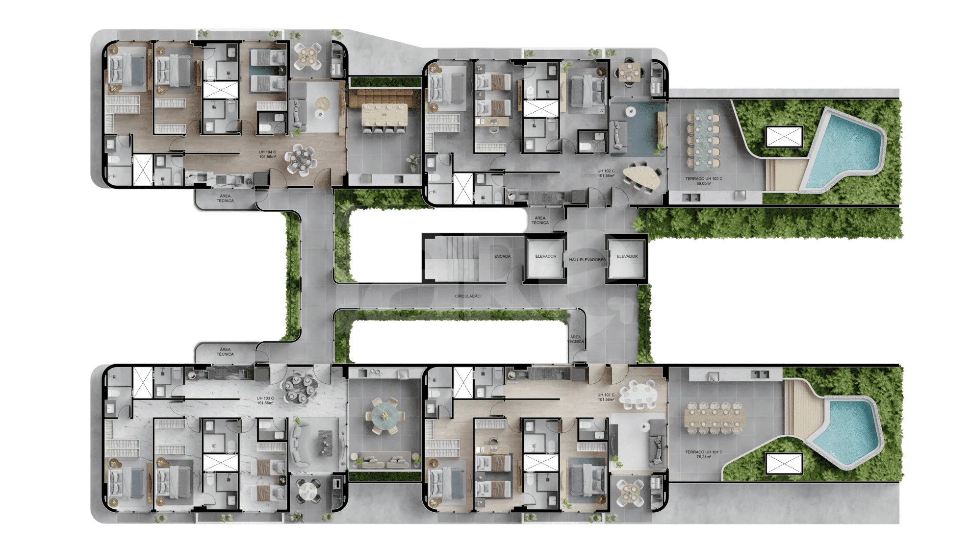 Planta — Pavimento 1 bloco c