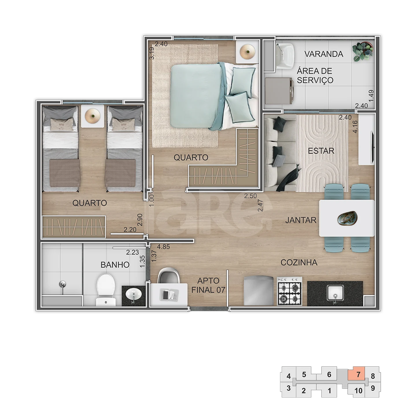 Planta — Apartamento 40,81 m²