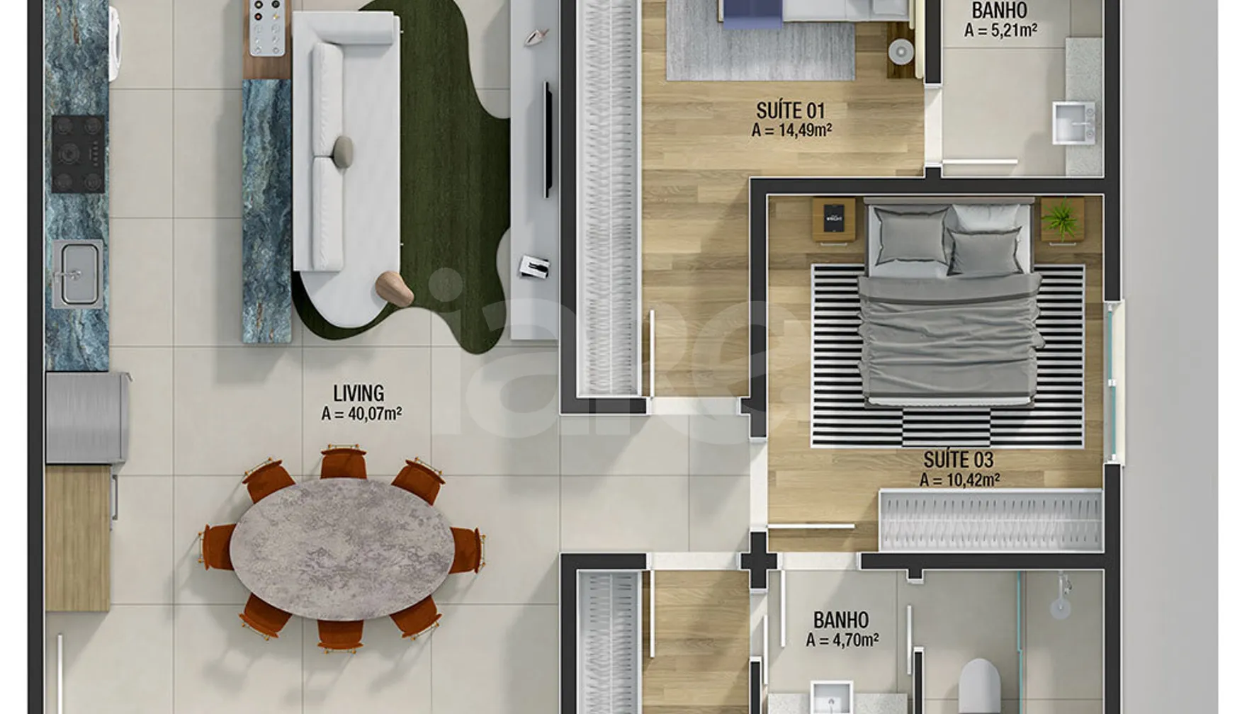Planta — Apartamento 121,22 m²