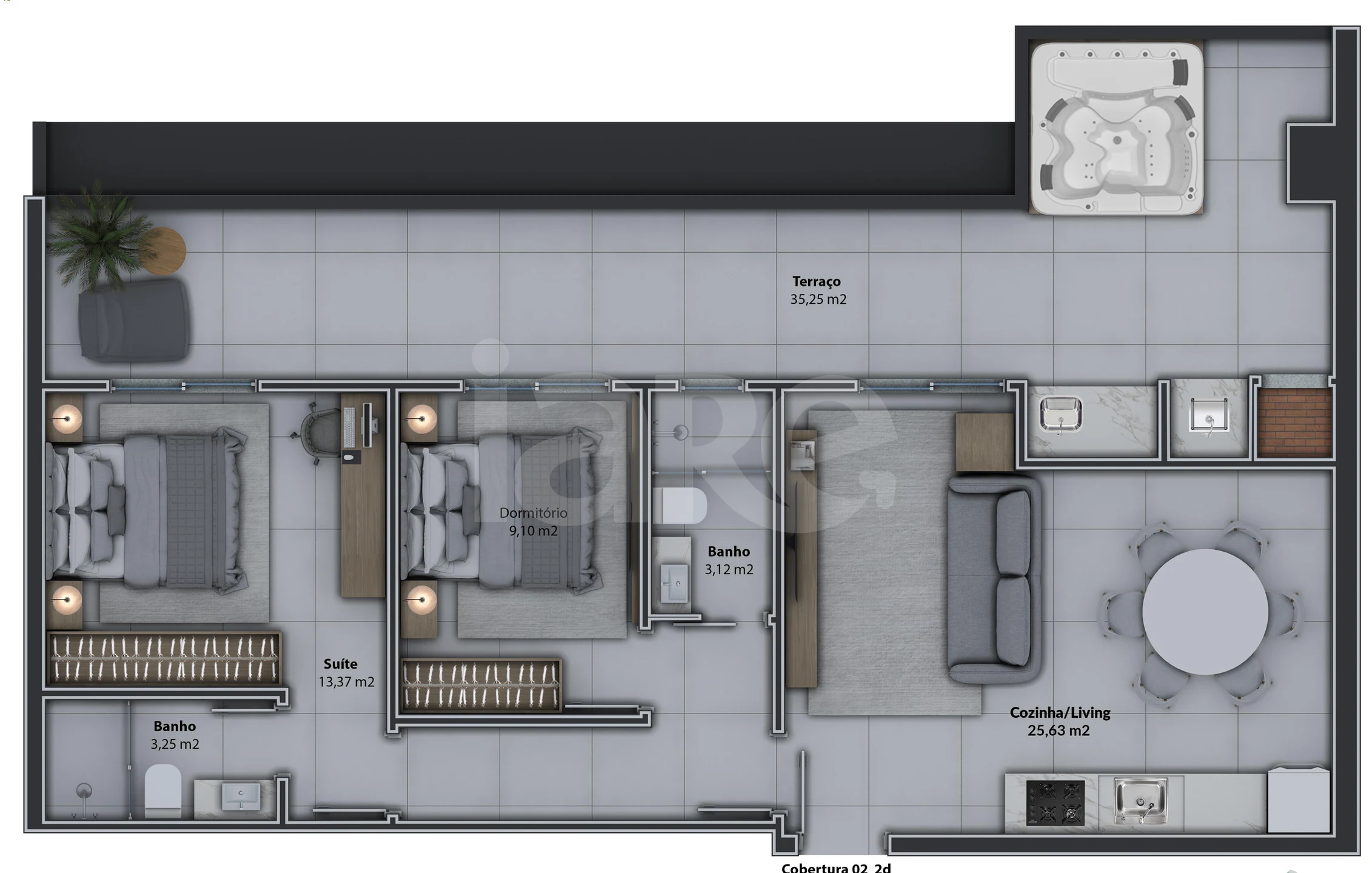 Planta — Cobertura Horizontal 106,74 m²