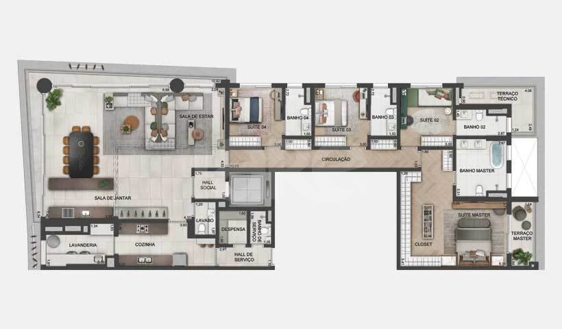 Planta — Apartamento 261,02 m²