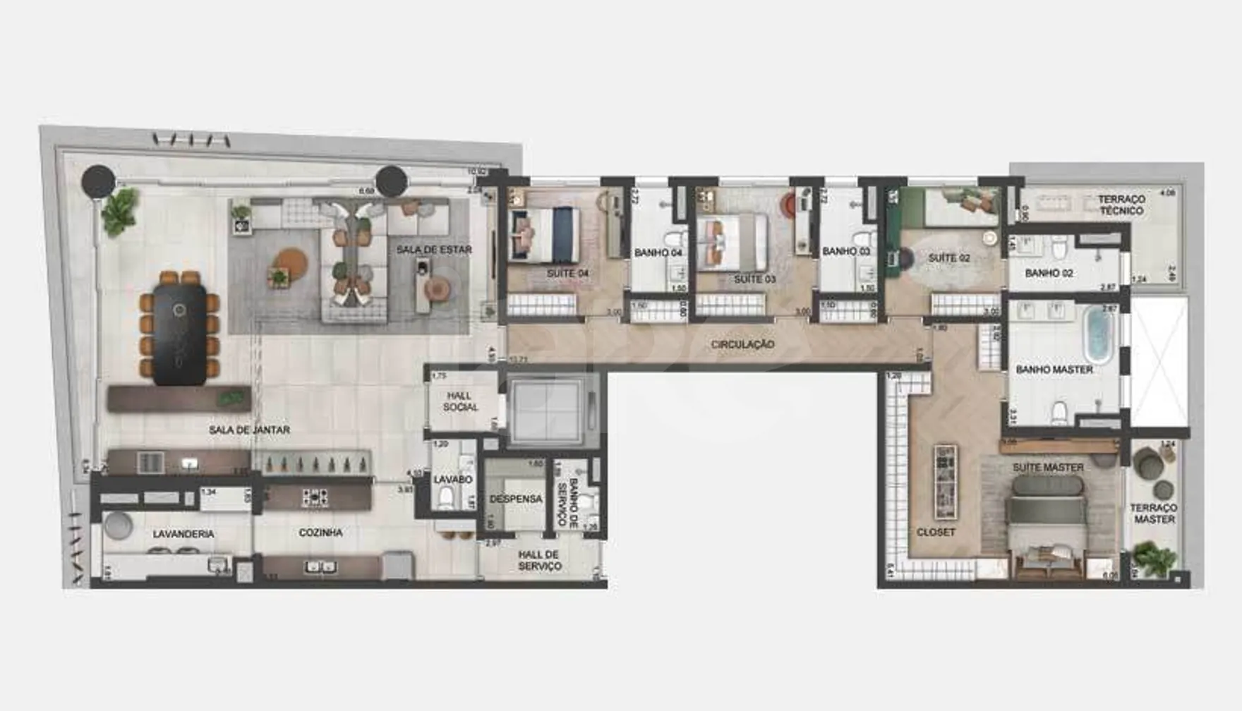 Planta — Apartamento 261,02 m²
