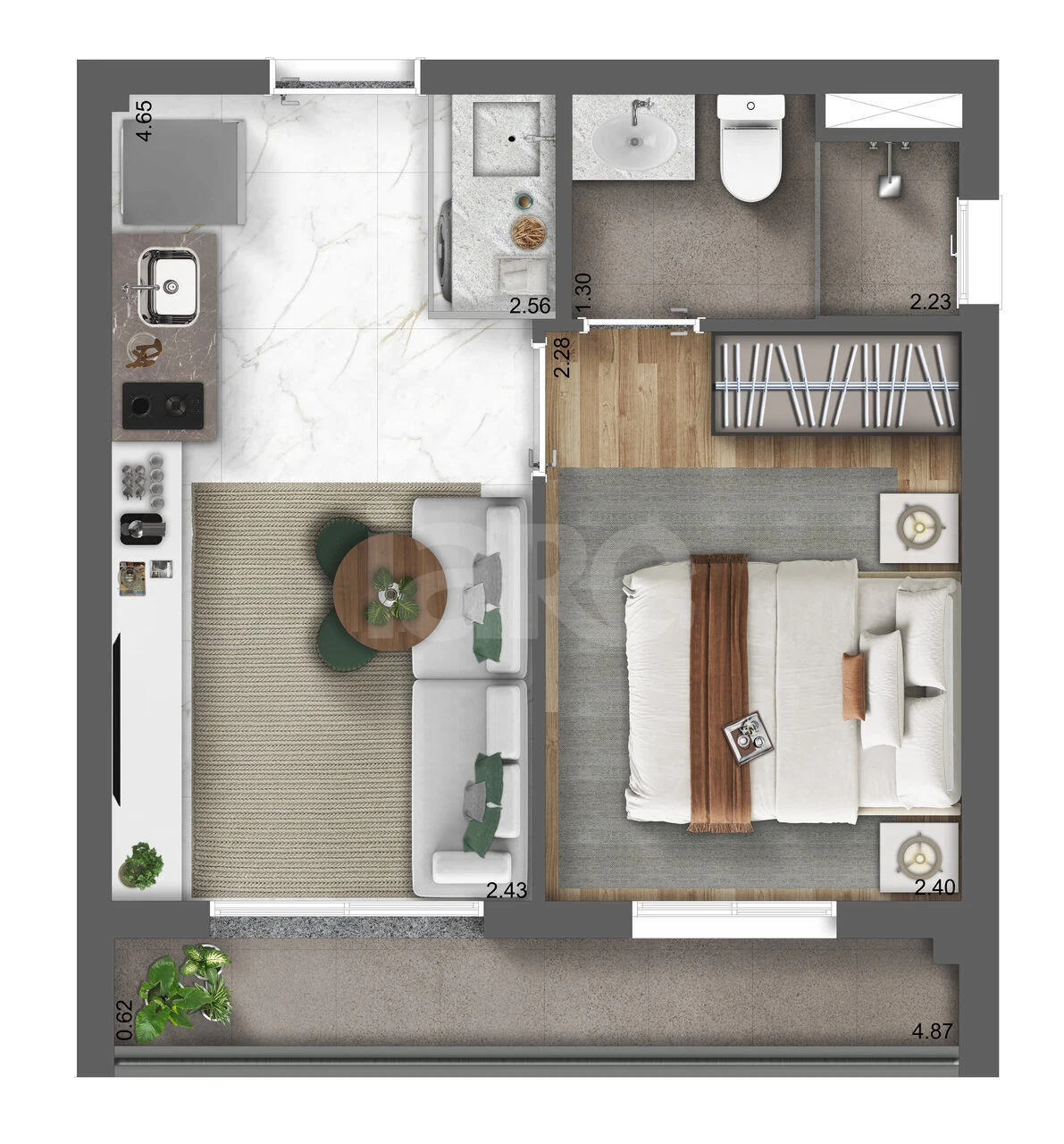 Planta — Studio 29,16 m²