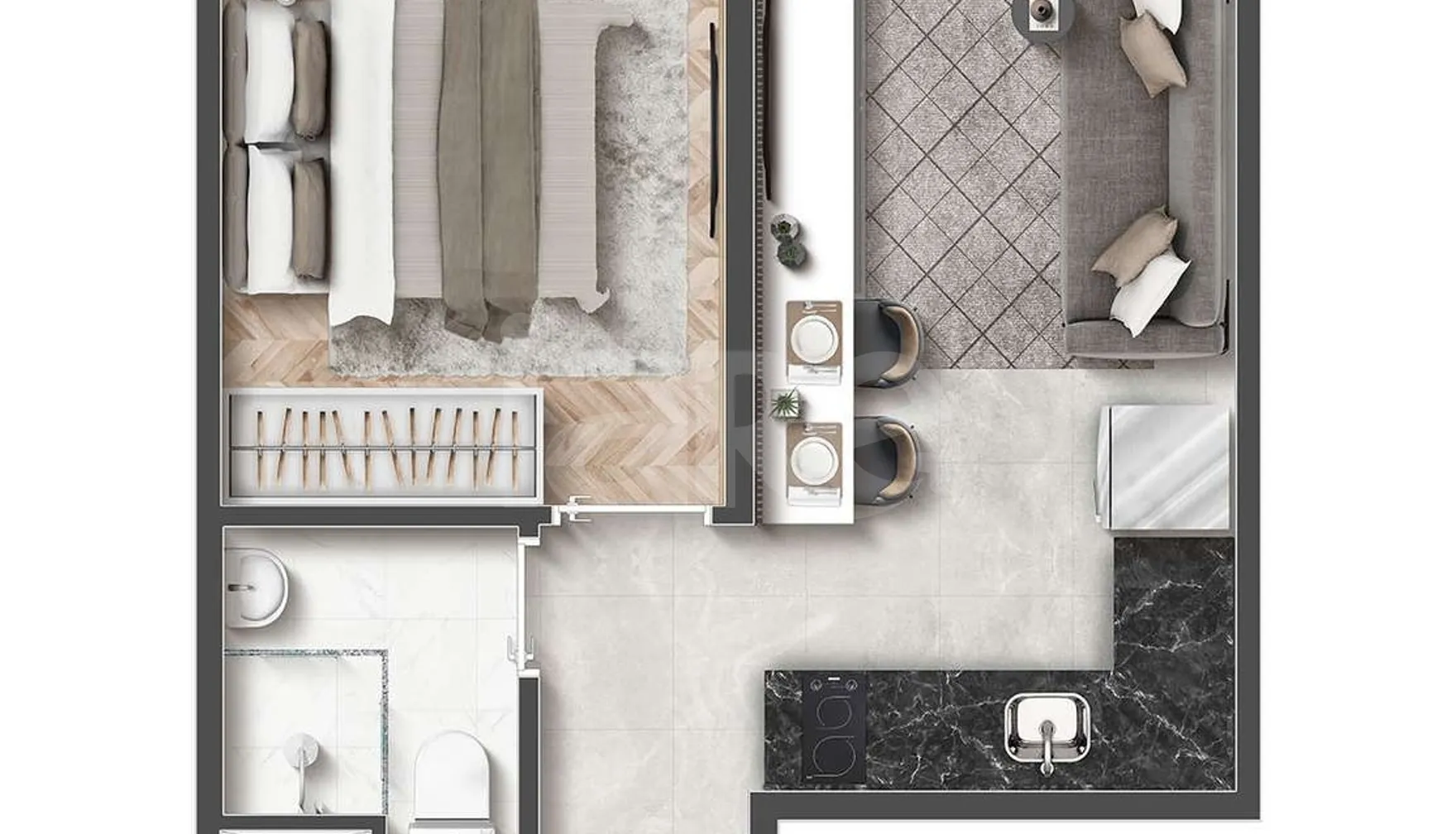 Planta — Apartamento 24,37 m²