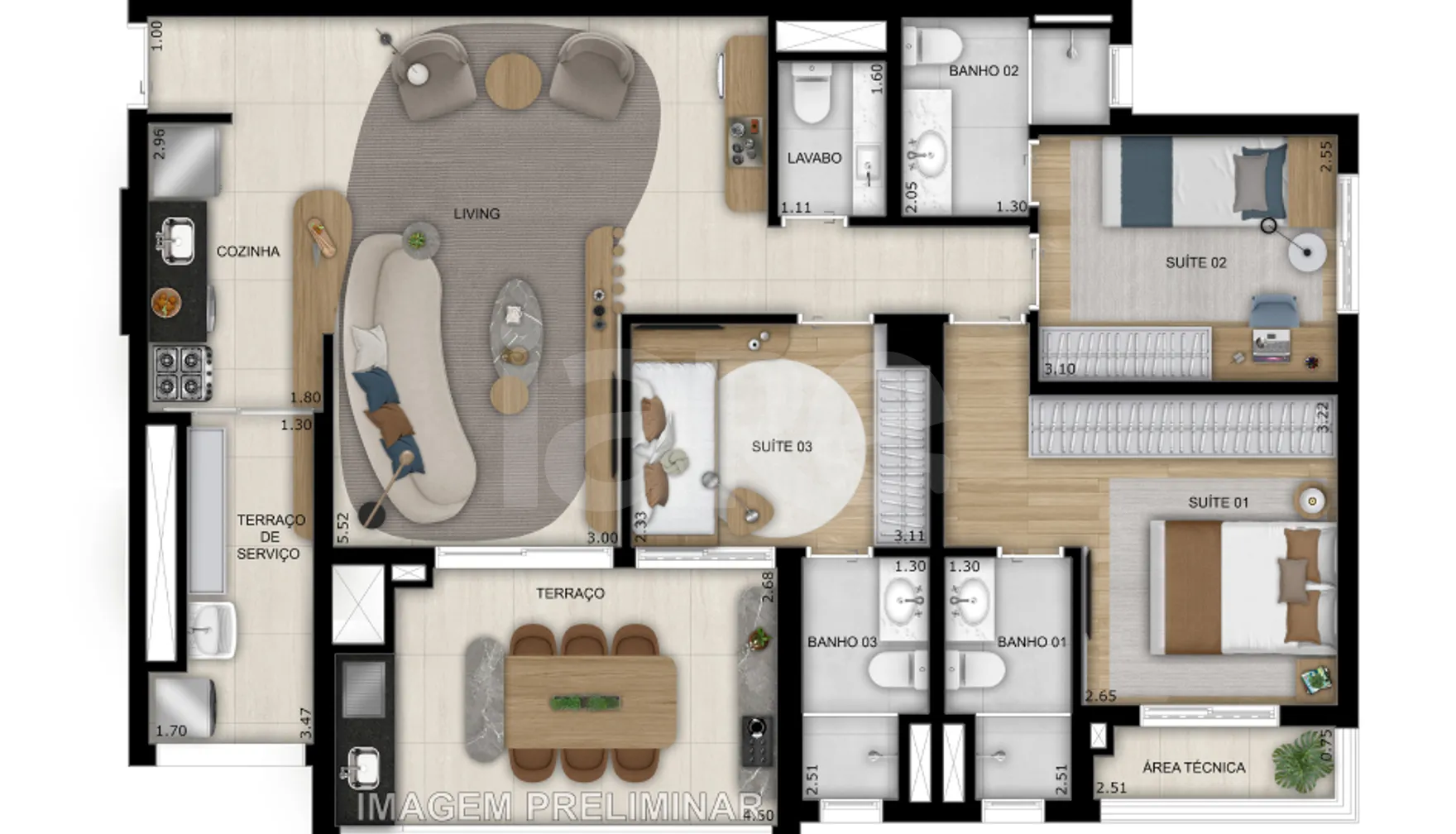 Planta — Apartamento 103,36 m²
