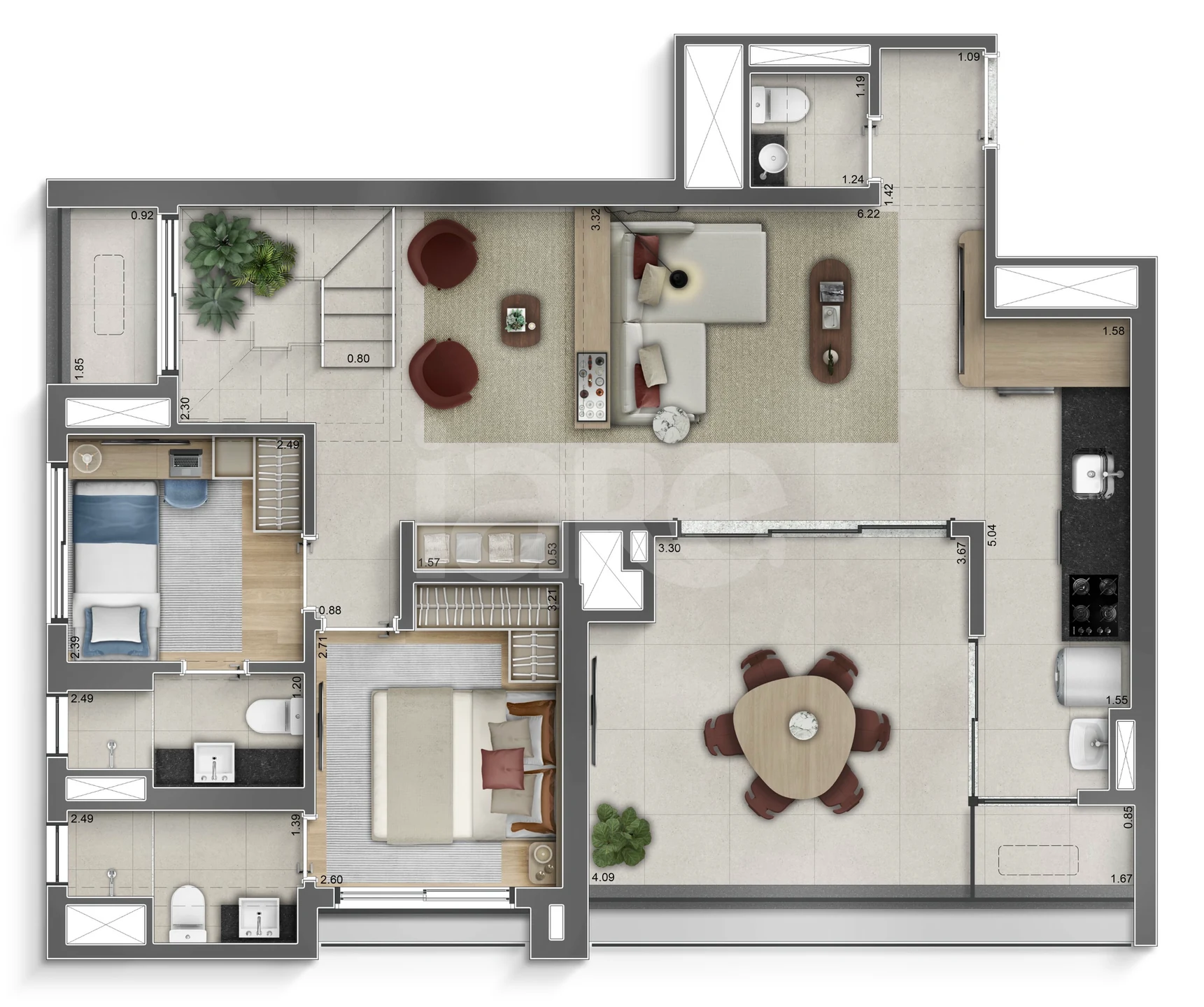 Planta — Cobertura Duplex 179,19 m²