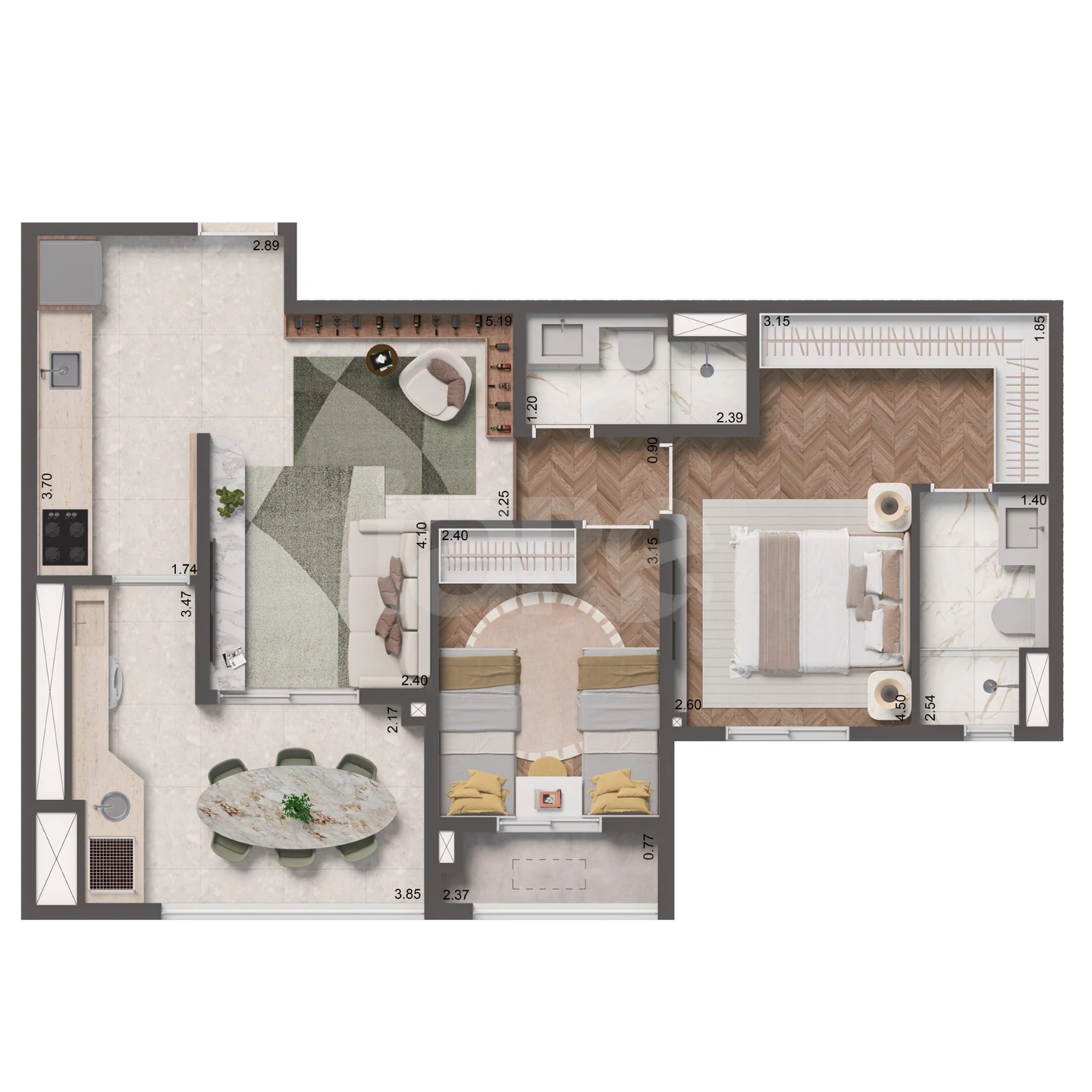 Planta — Apartamento 69 m²
