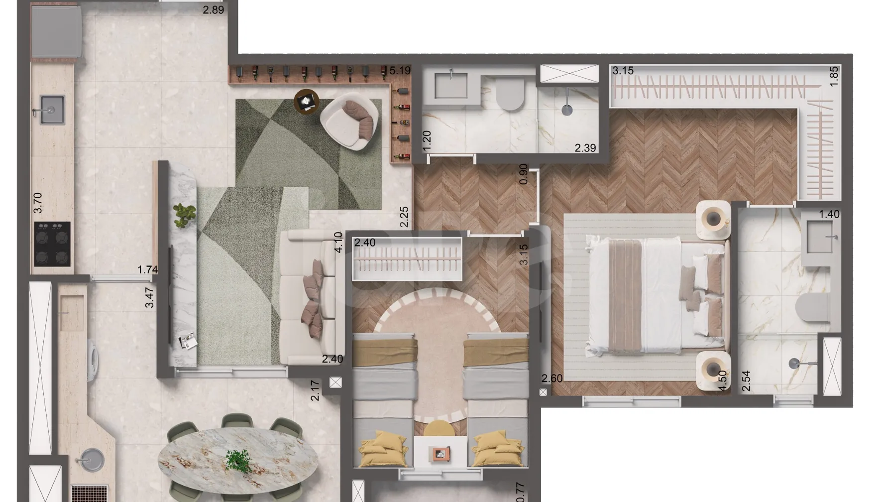 Planta — Apartamento 69 m²