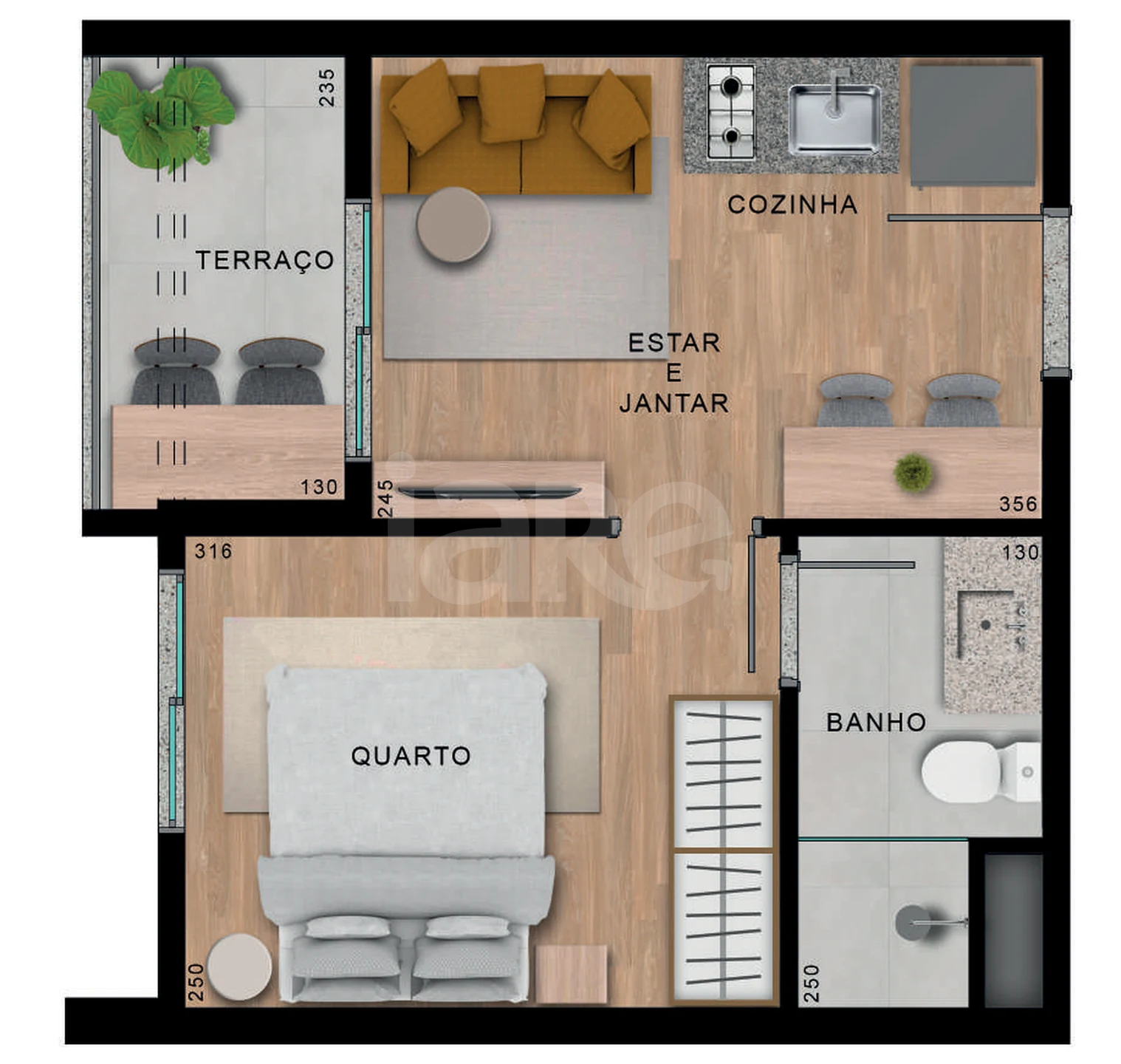 Planta — Apartamento 26,19 m²