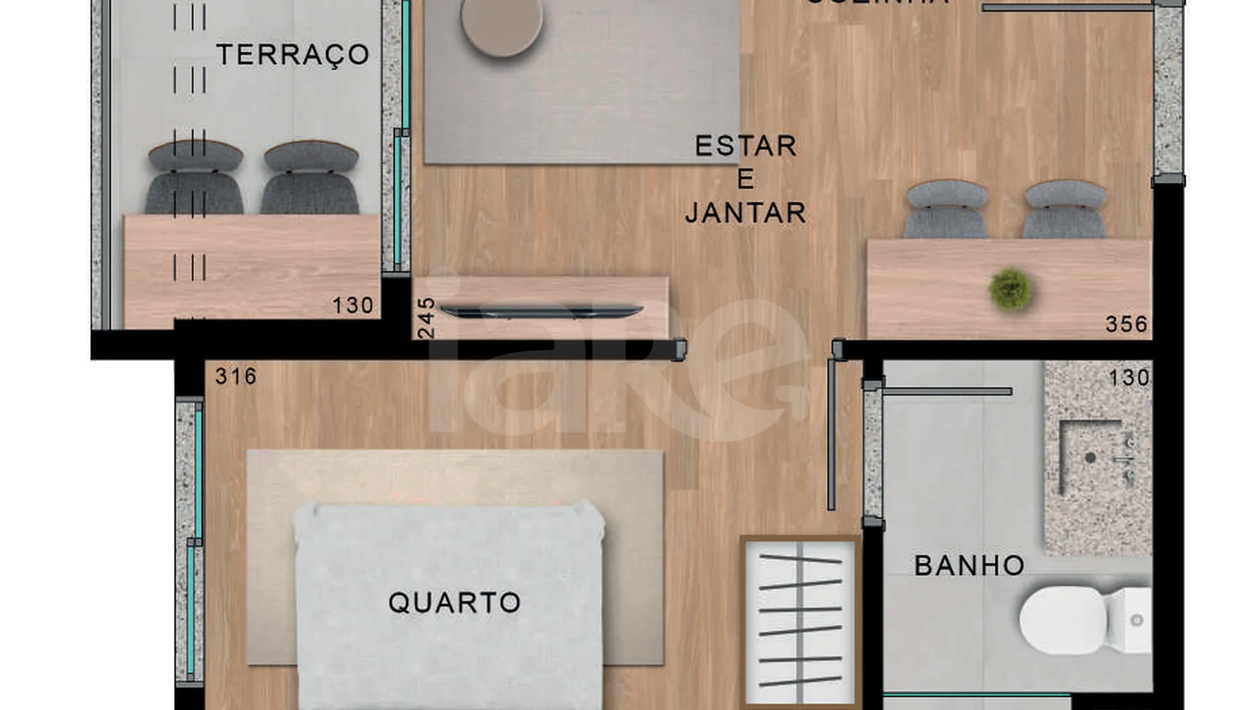 Planta — Apartamento 26,19 m²