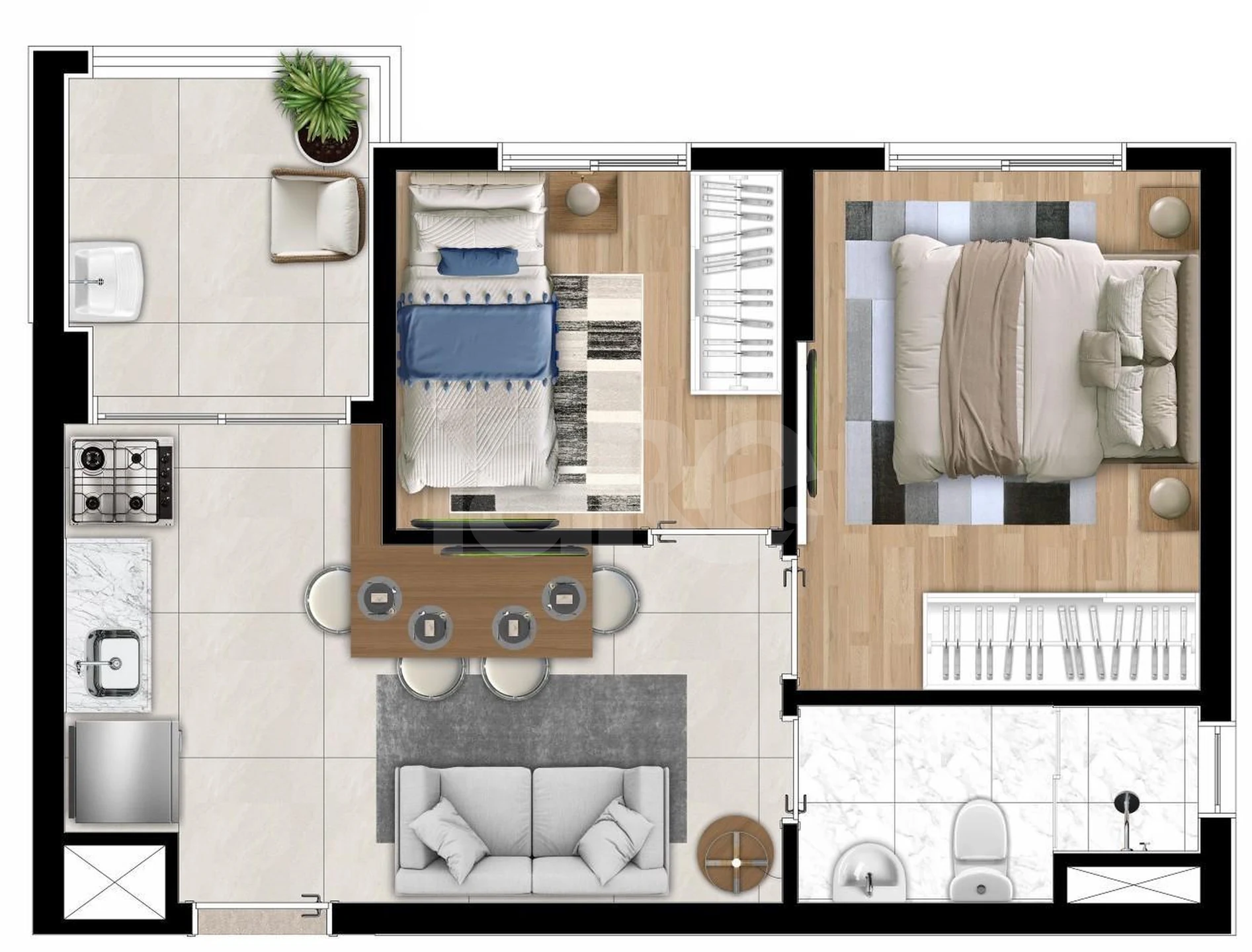 Planta — Apartamento 35,69 m²