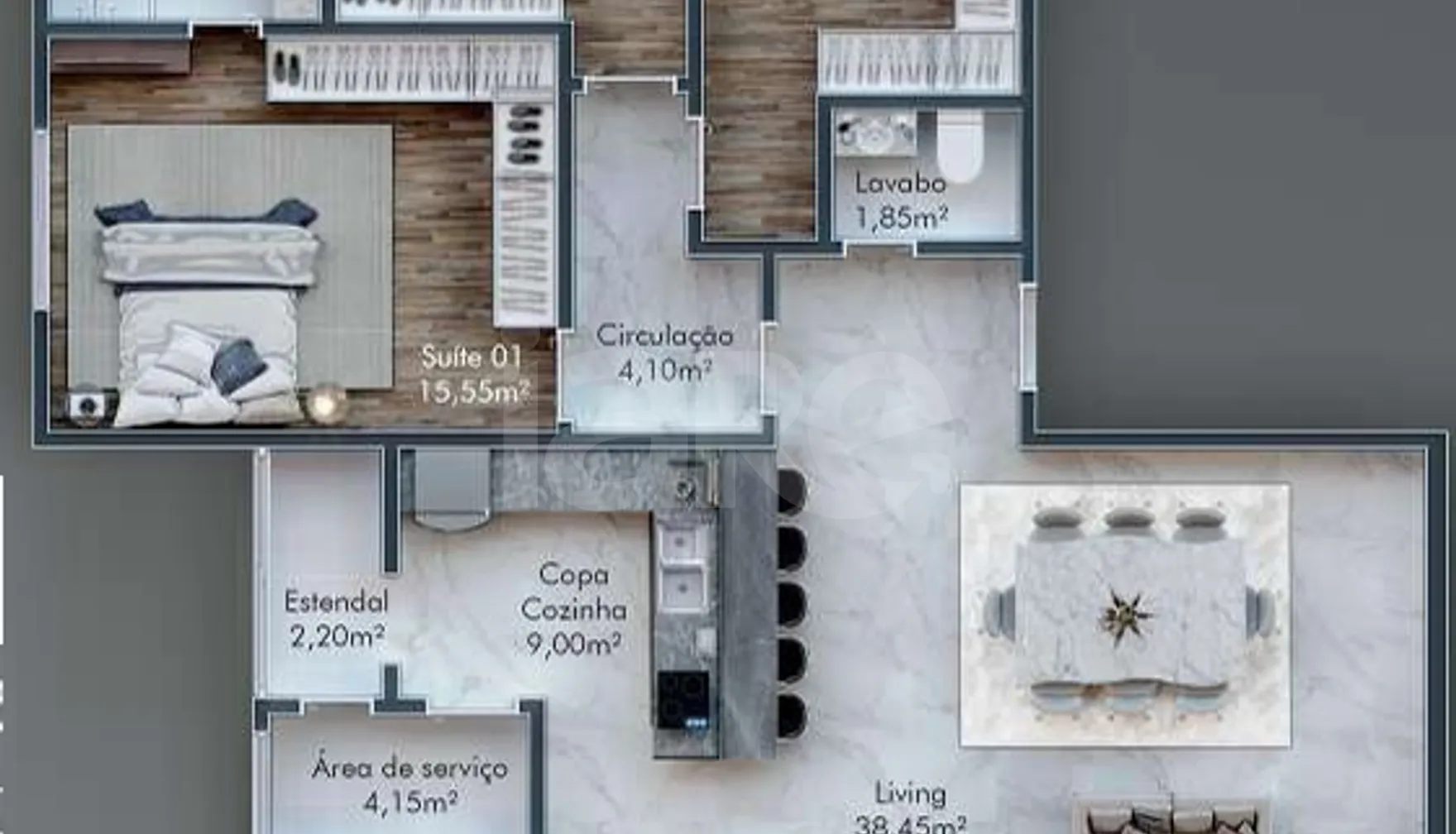 Planta — Apartamento 145,2 m²