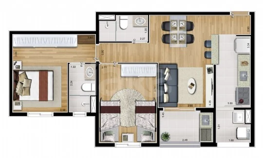 Planta — Apartamento 65,3 m²