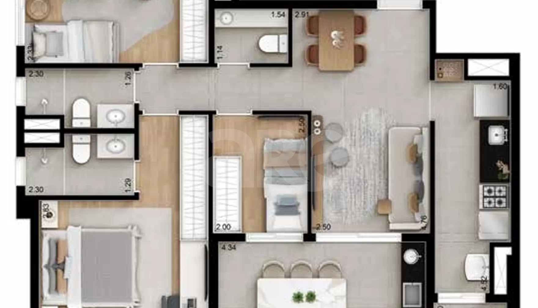 Planta — Apartamento 79,78 m²