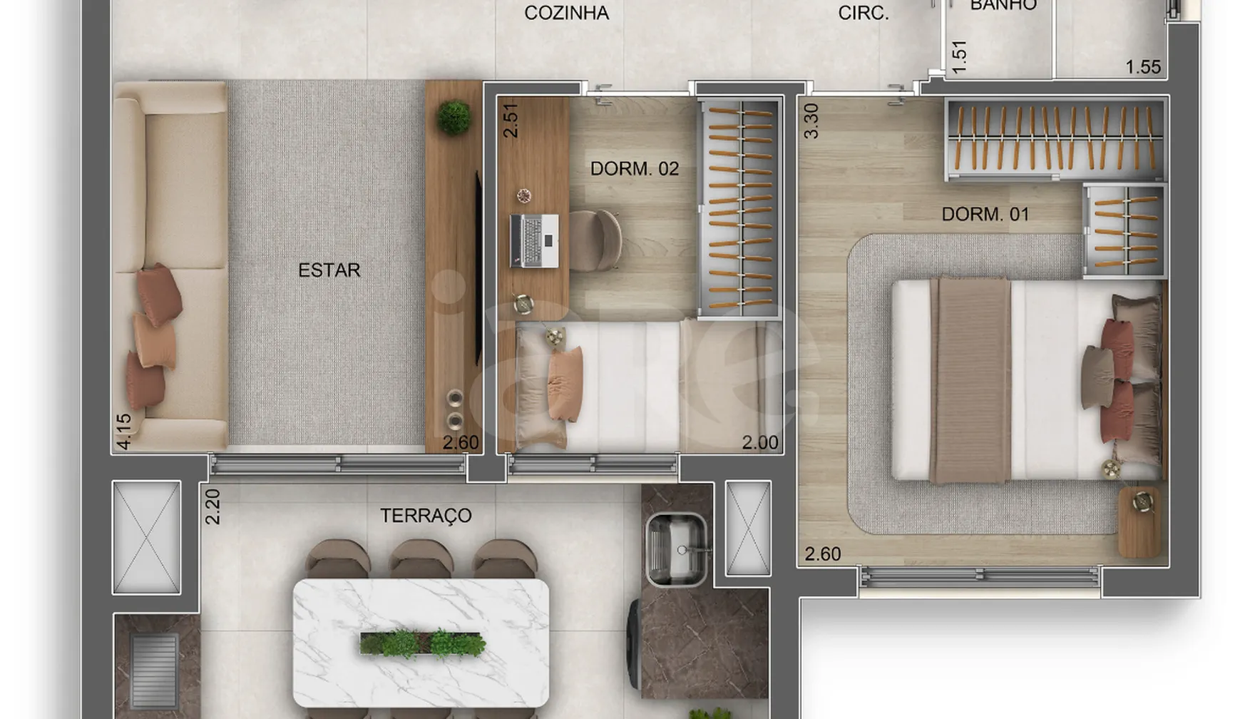 Planta — Apartamento 48,51 m²