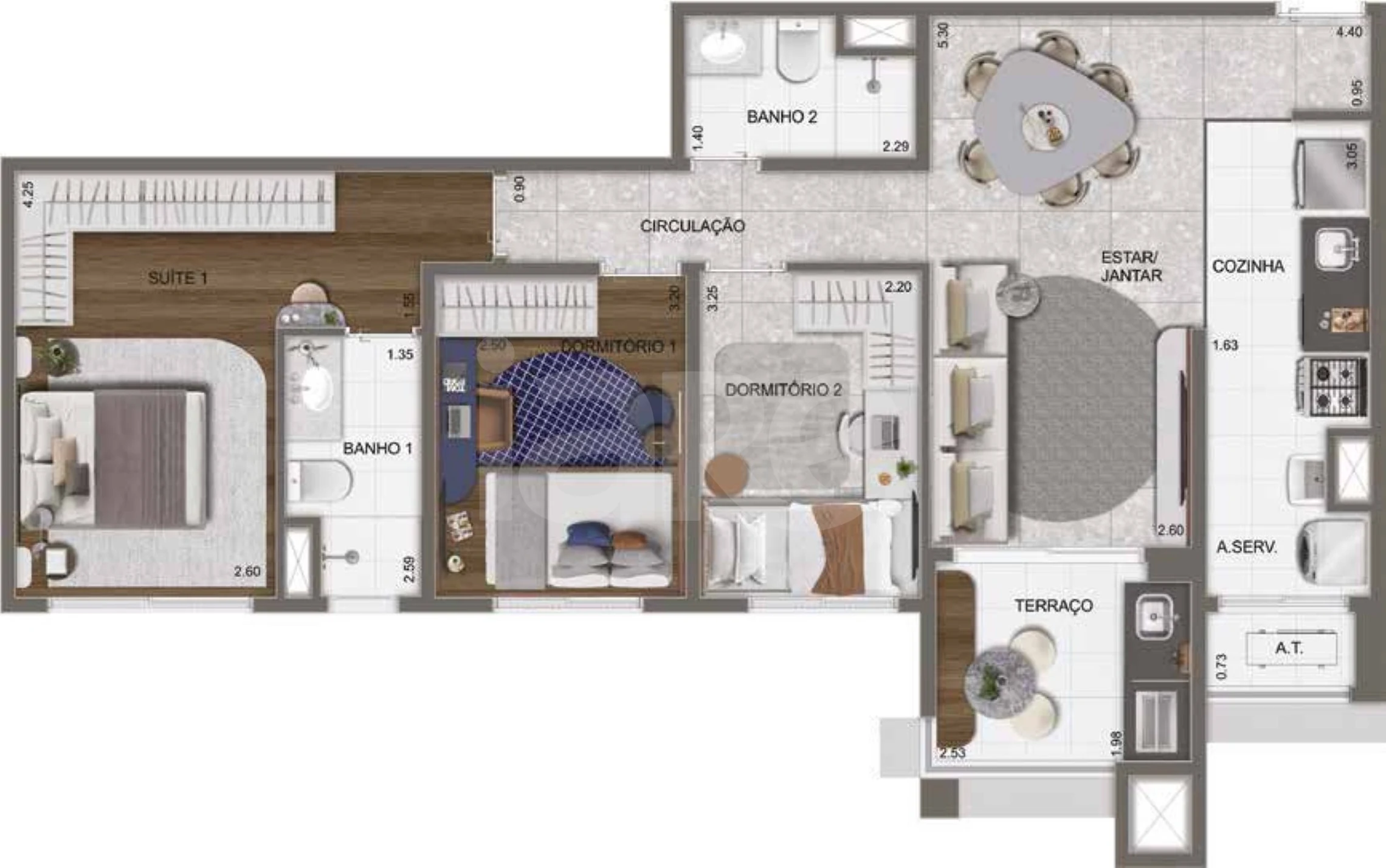 Planta — Apartamento 80,49 m²