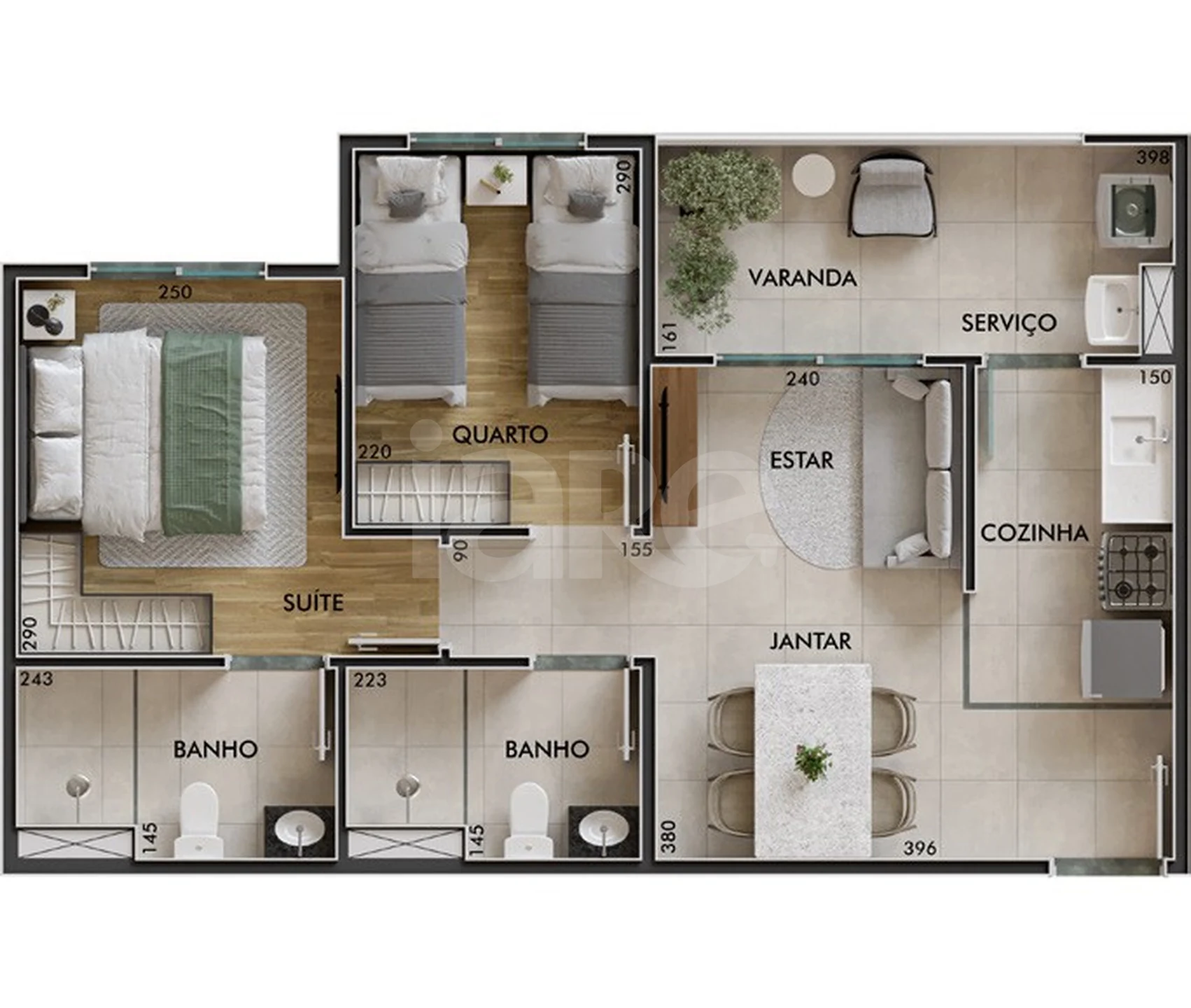 Planta — Apartamento 49,9 m²