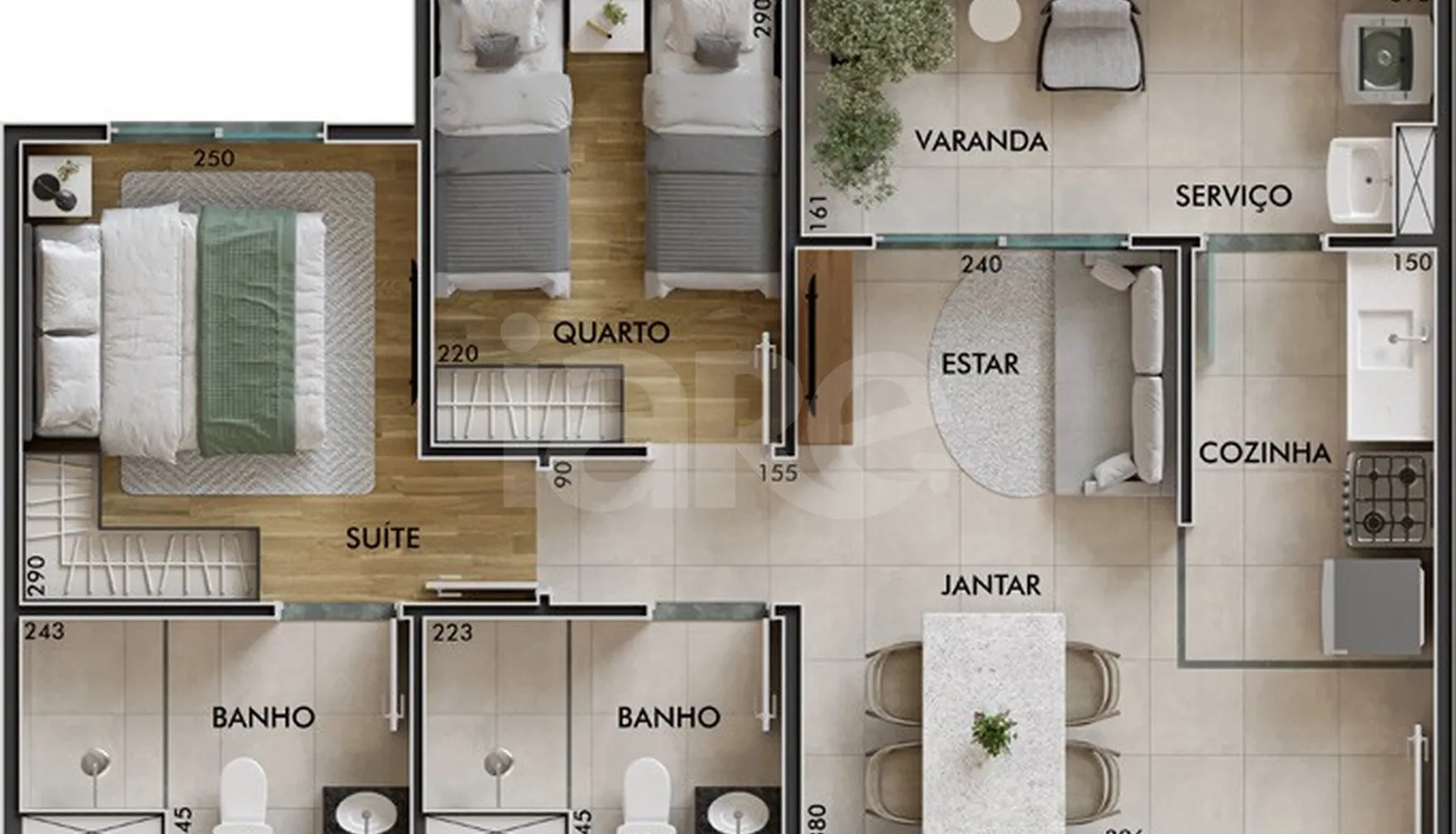 Planta — Apartamento 49,9 m²