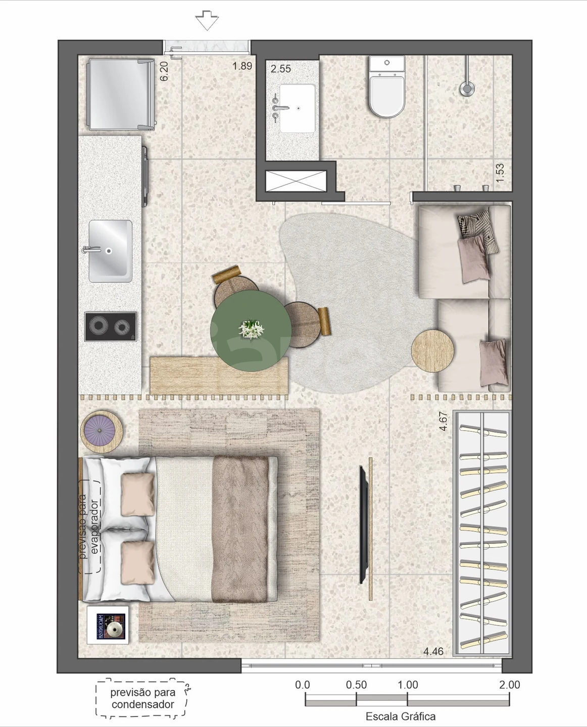 Planta — Studio 27,7 m²