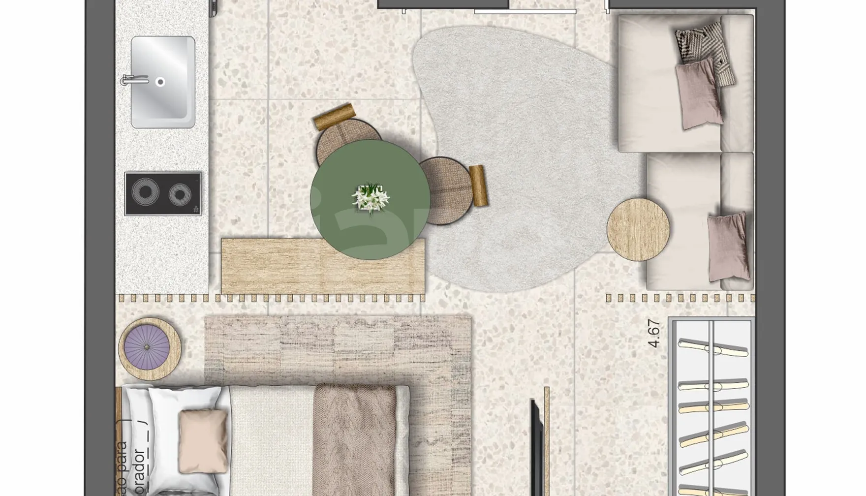 Planta — Studio 27,7 m²
