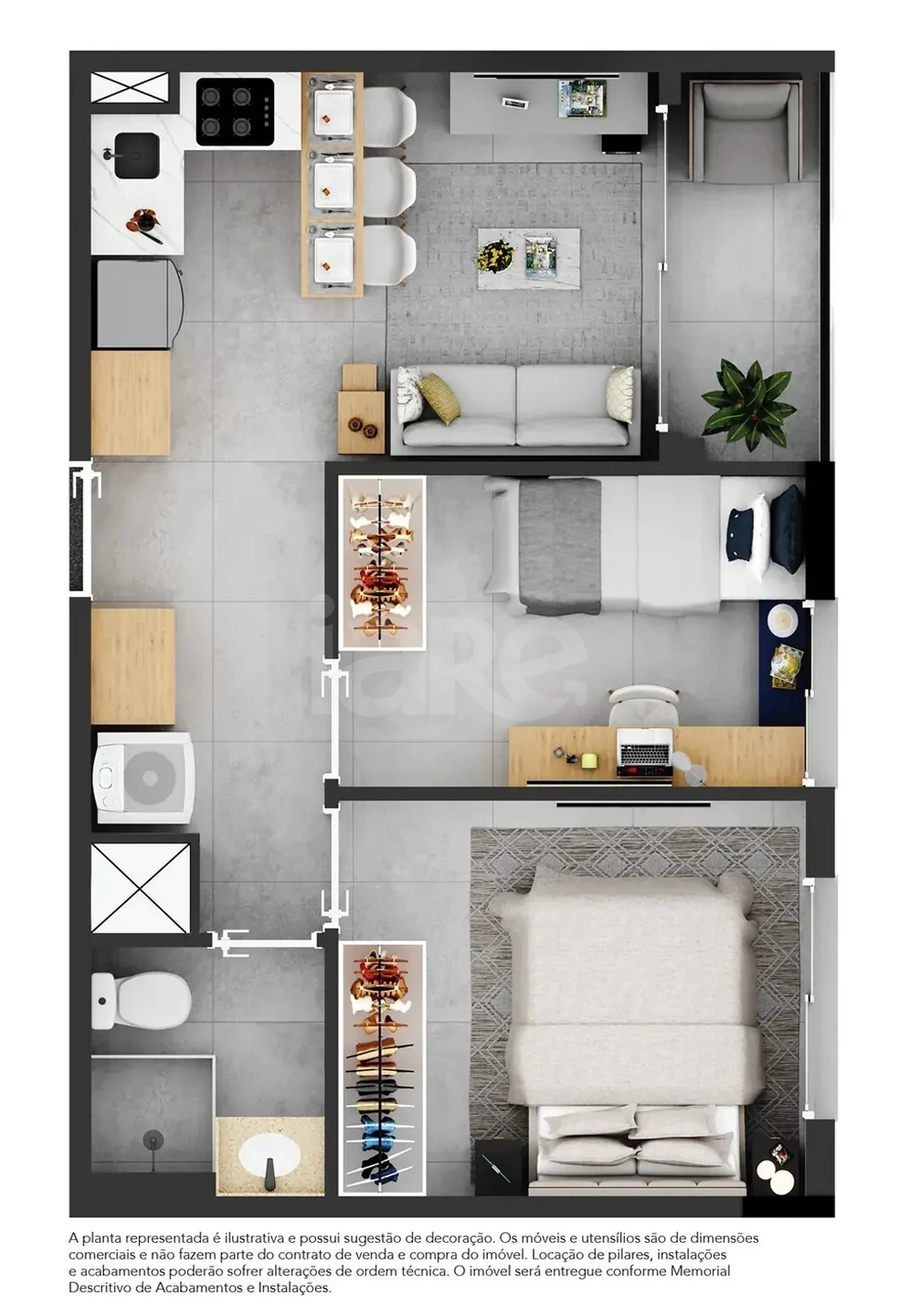 Planta — Apartamento 35,1 m²