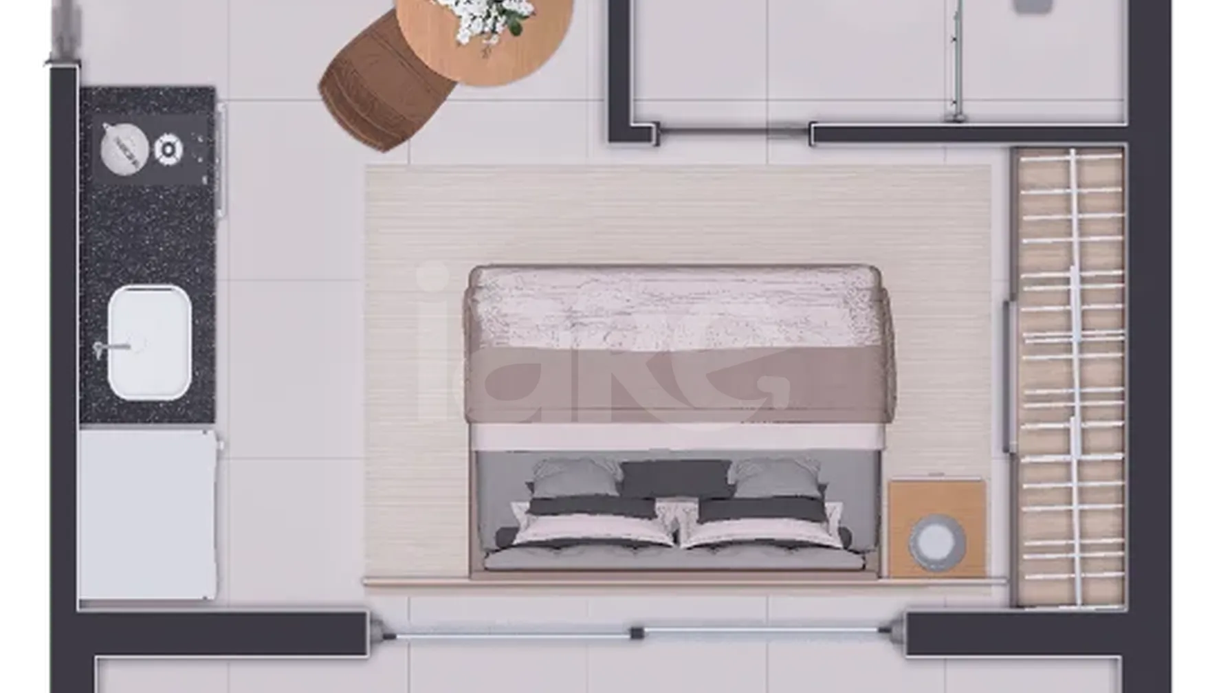 Planta — Studio 21,88 m²