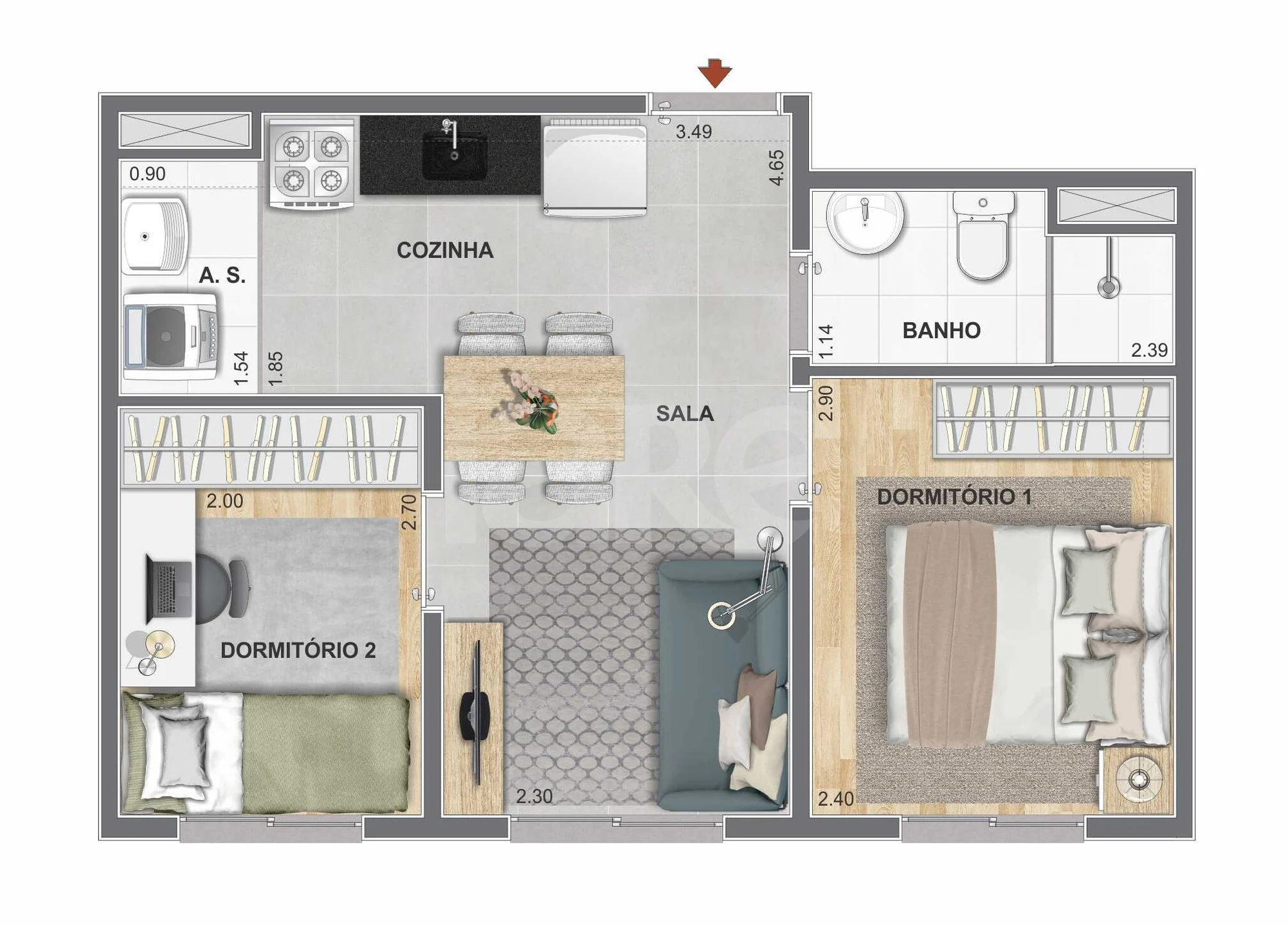 Planta — Apartamento 34,17 m²
