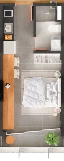 Planta — Apartamento 22,96 m²