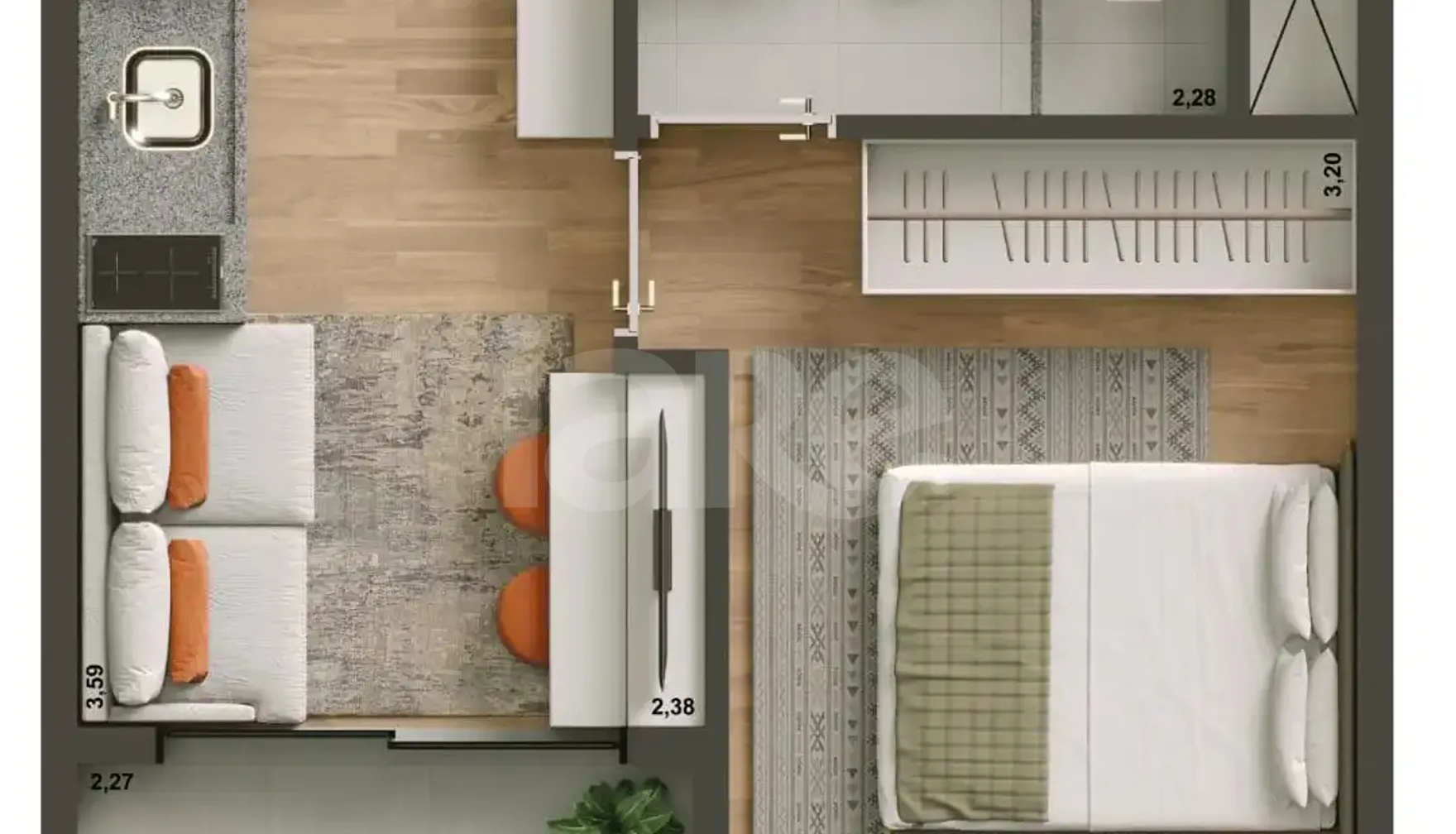Planta — Apartamento 28,75 m²