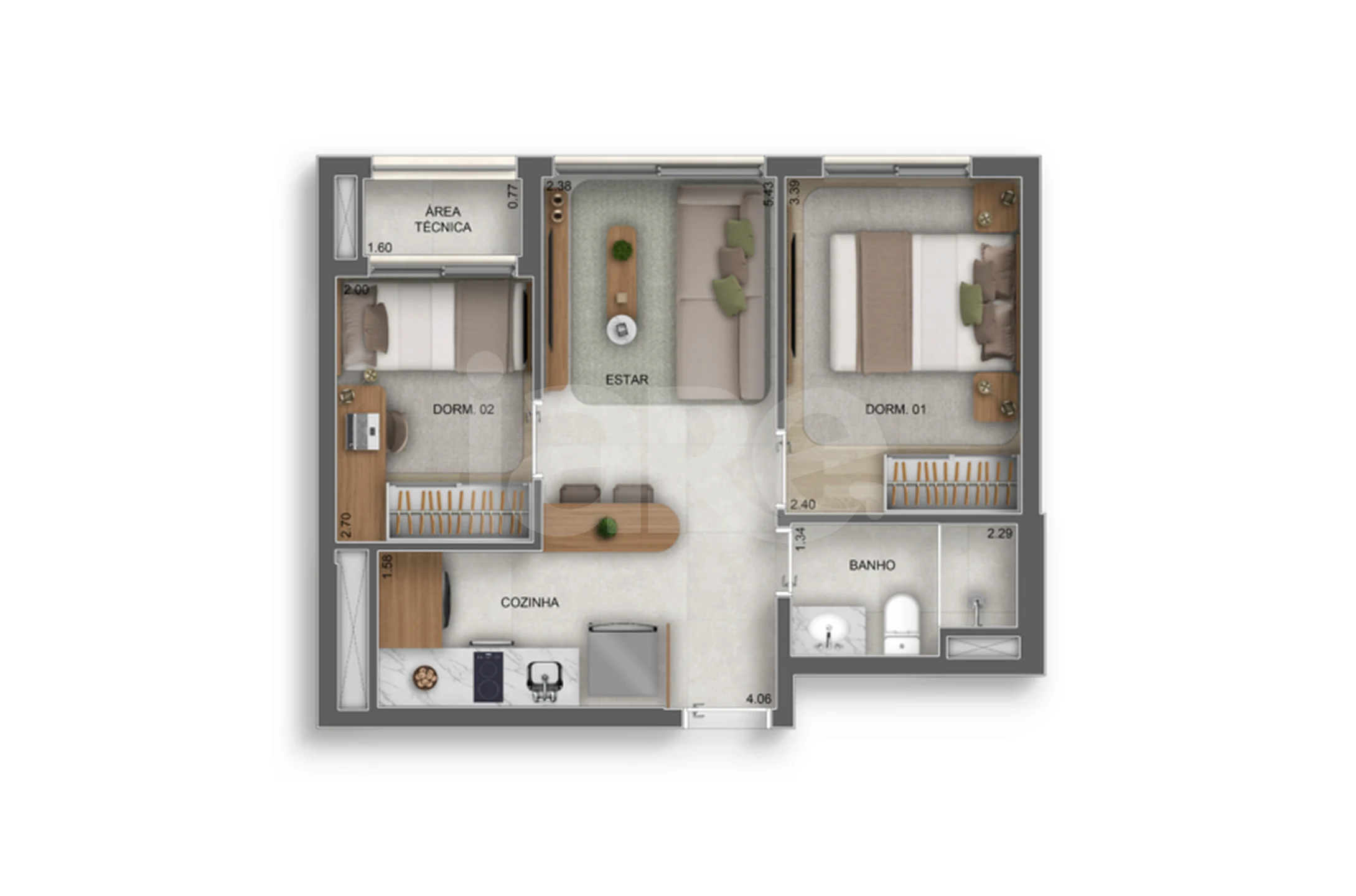 Planta — Apartamento 39,93 m²