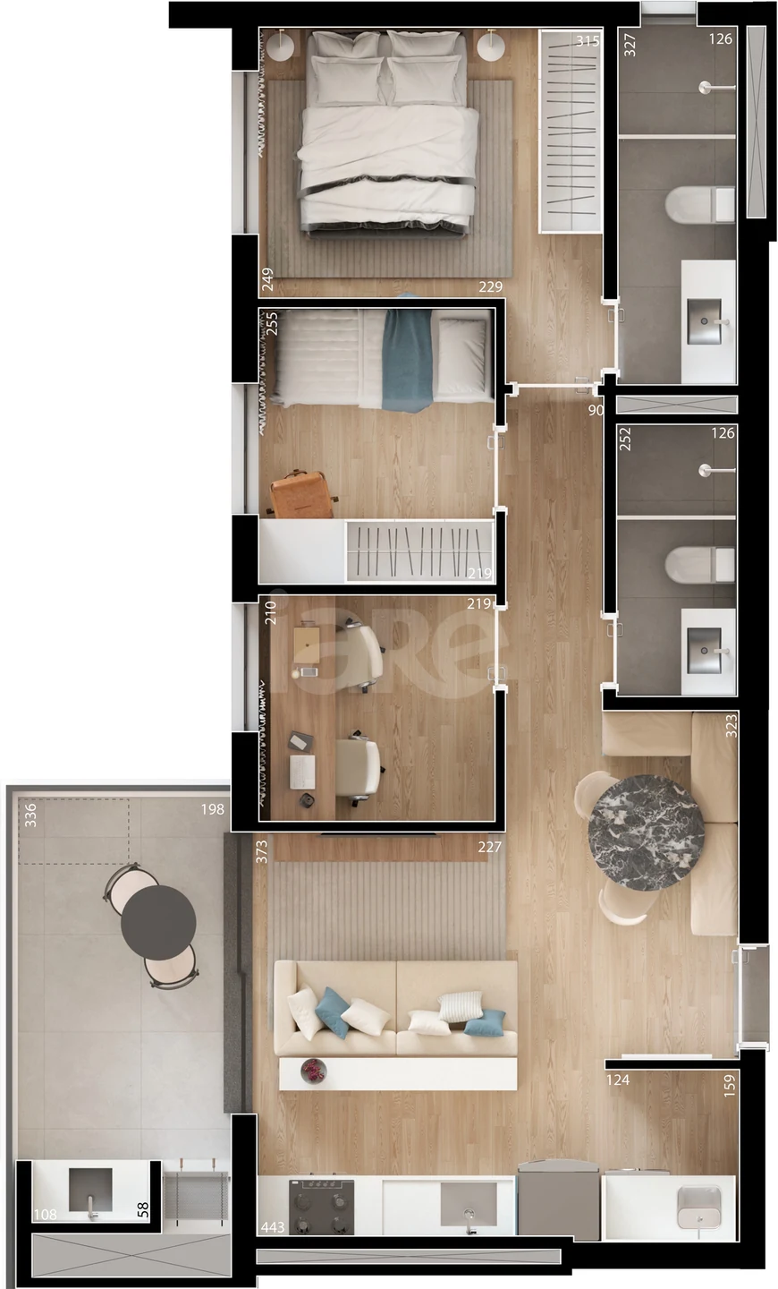 Planta — Apartamento 65,24 m²