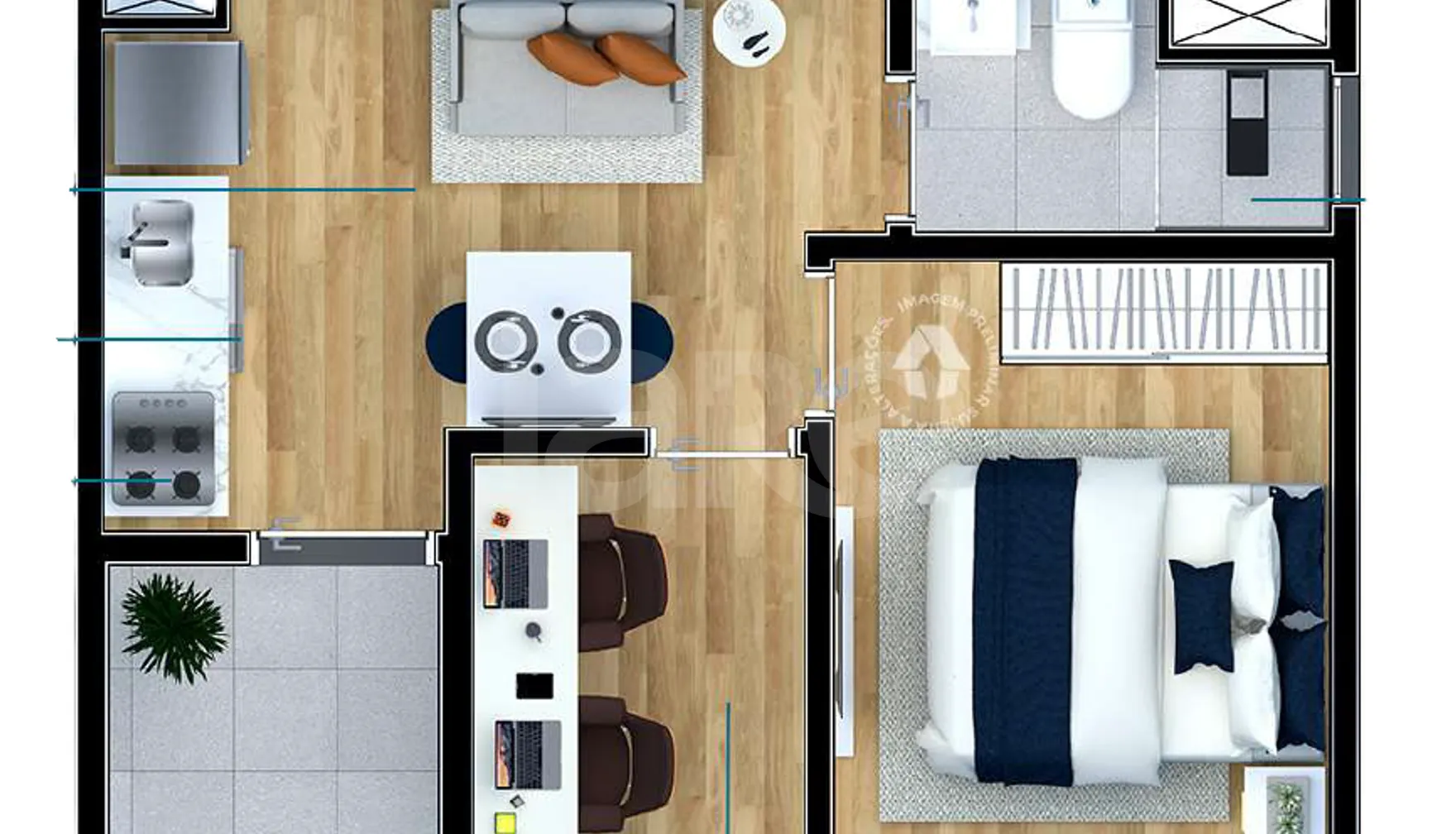 Planta — Apartamento 27,56 m²