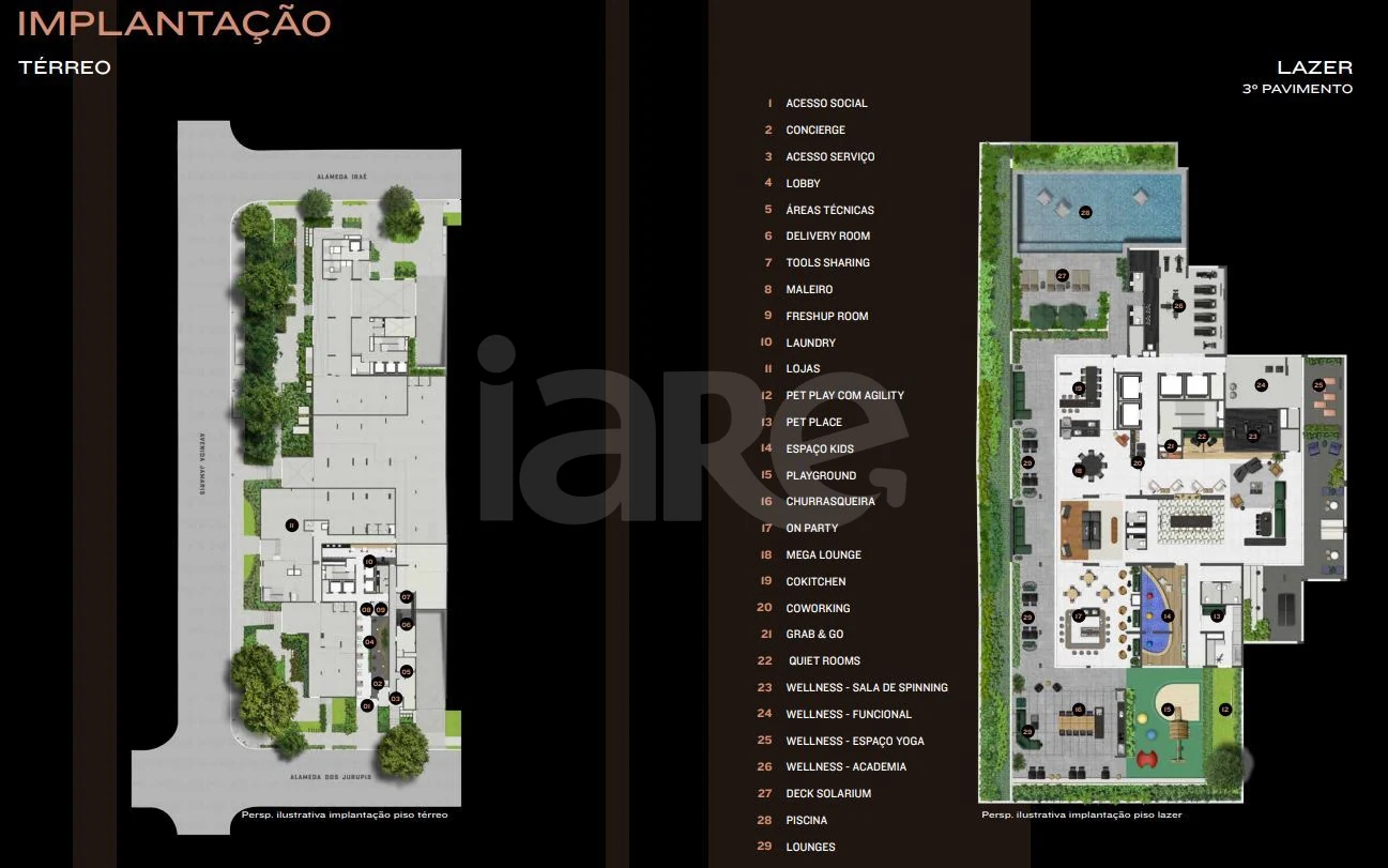 Planta — Implantação térreo e pavimento 3 lazer