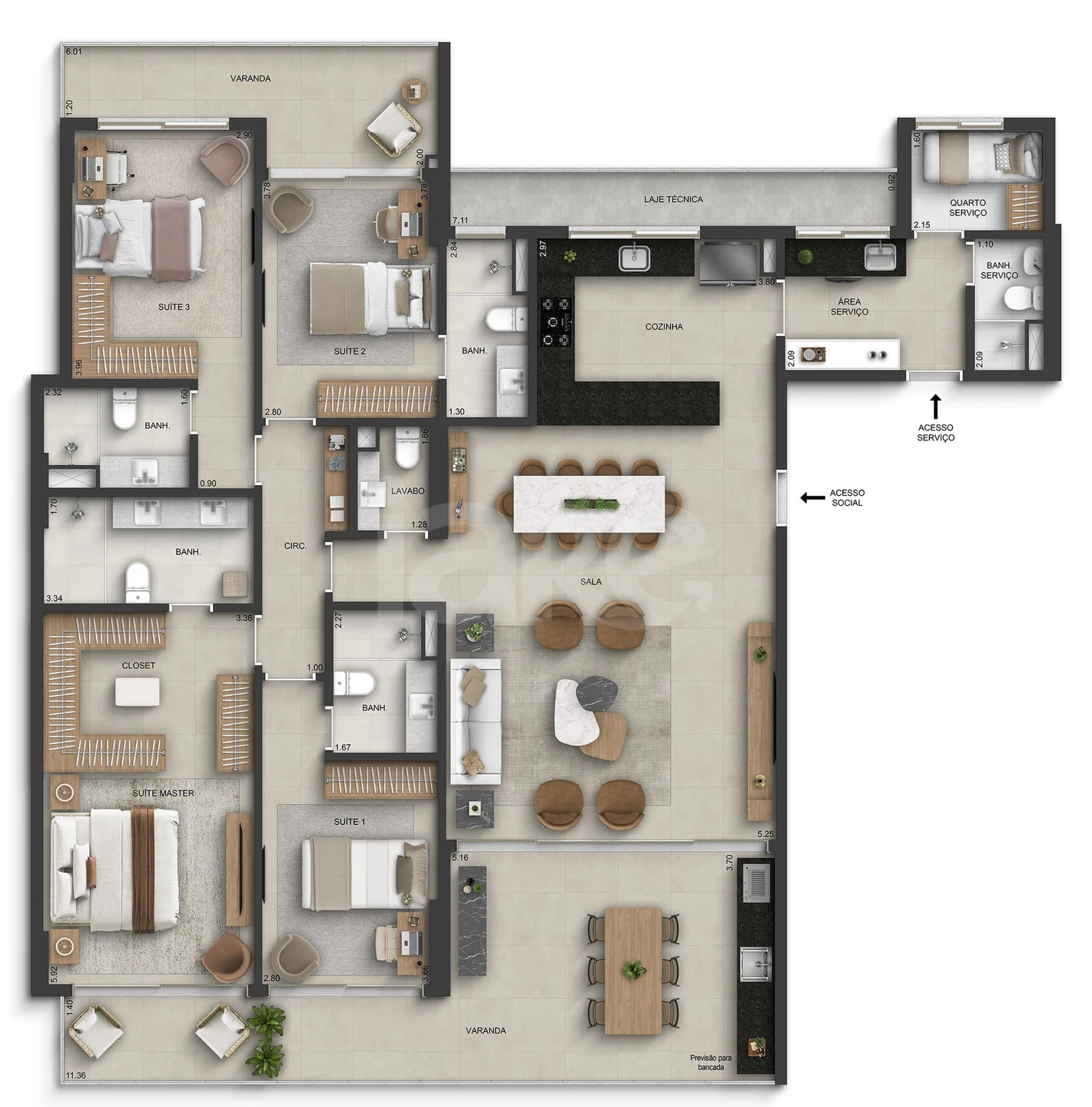 Planta — Apartamento 200,63 m²
