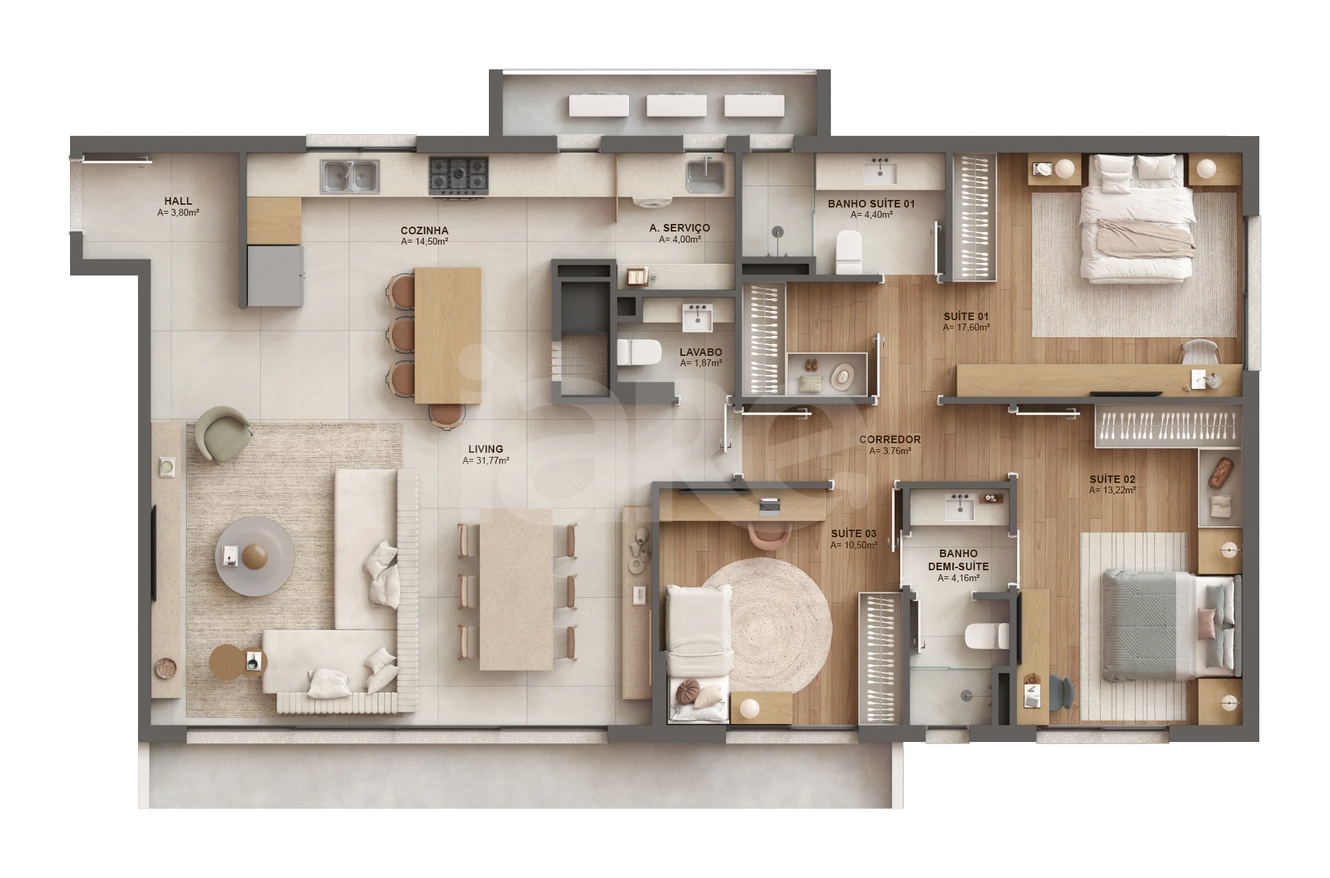 Planta — Apartamento 129,21 m²