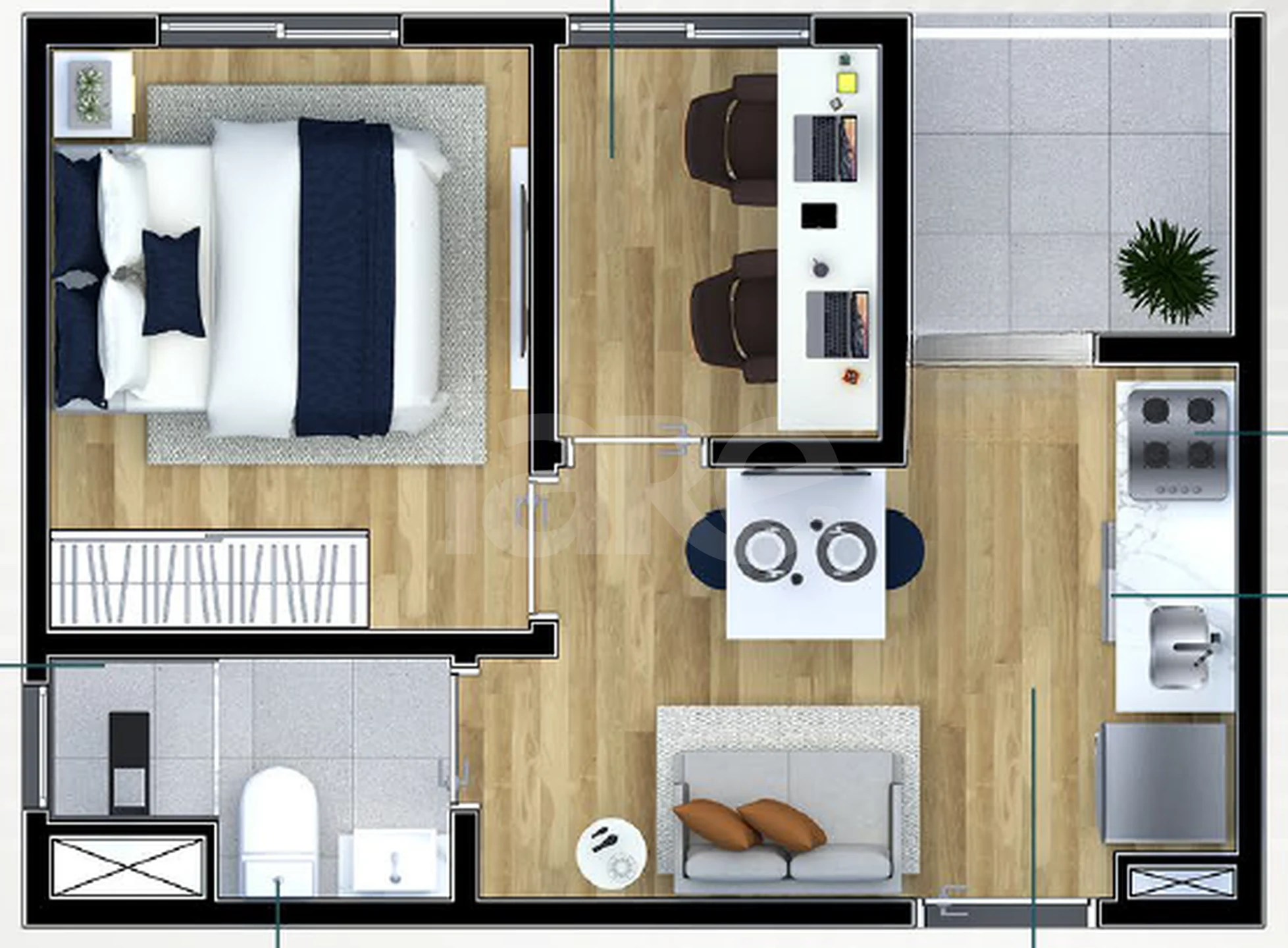 Planta — Apartamento 27,34 m²