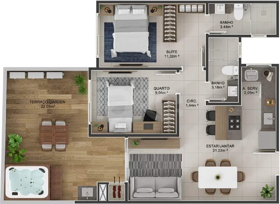 Planta — Garden 82,56 m²