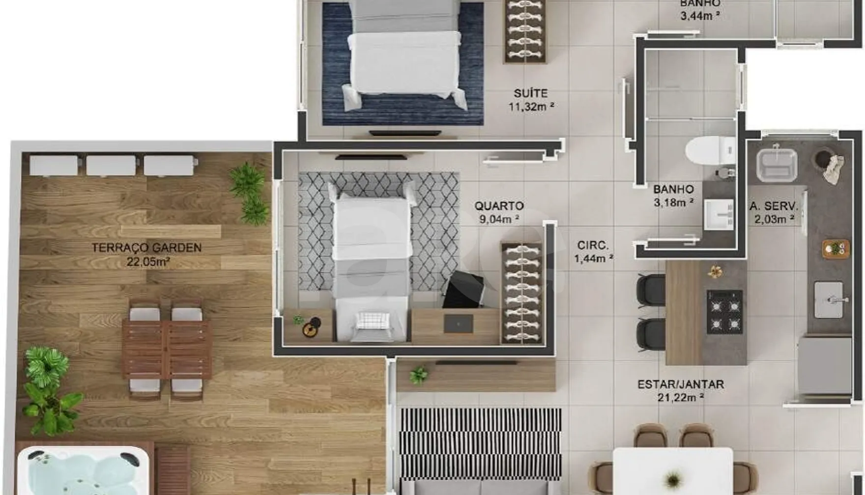 Planta — Garden 82,56 m²