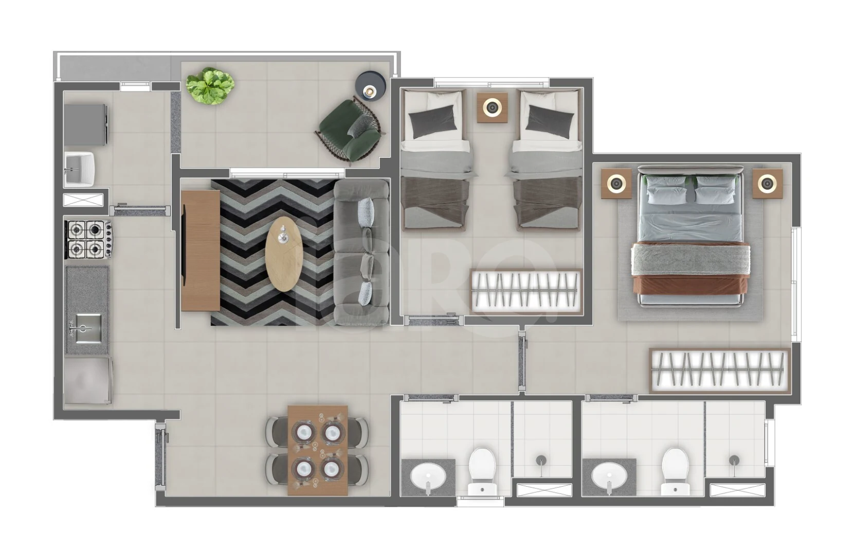 Planta — Apartamento 51,07 m²