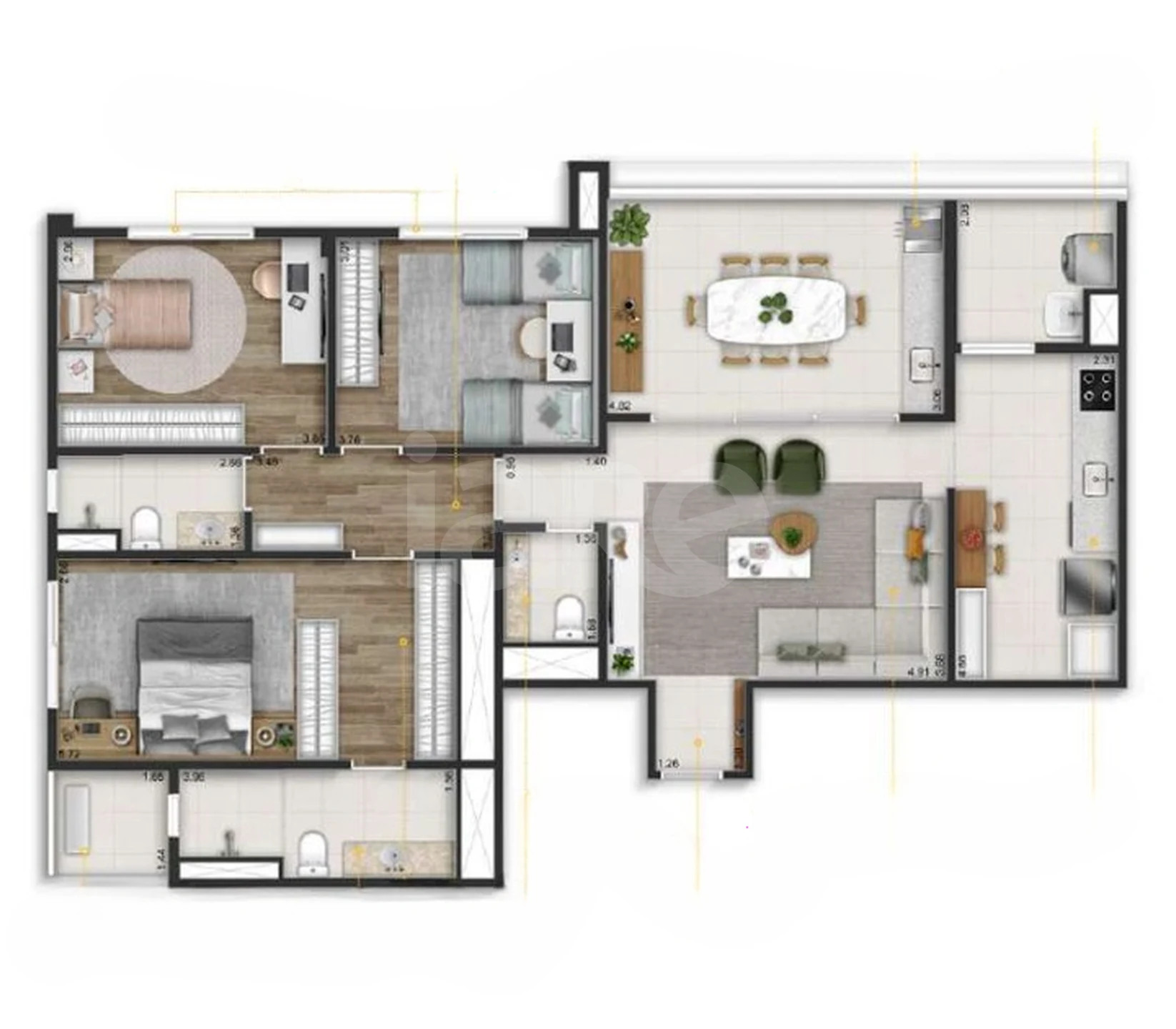 Planta — Apartamento 122,41 m²